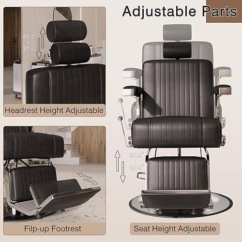 Miniatura 6 de Sillas de peluquería para peluquería, sillas reclinables para estilista, silla de peluquería giratoria profesional 360, silla de pelo ajustable en