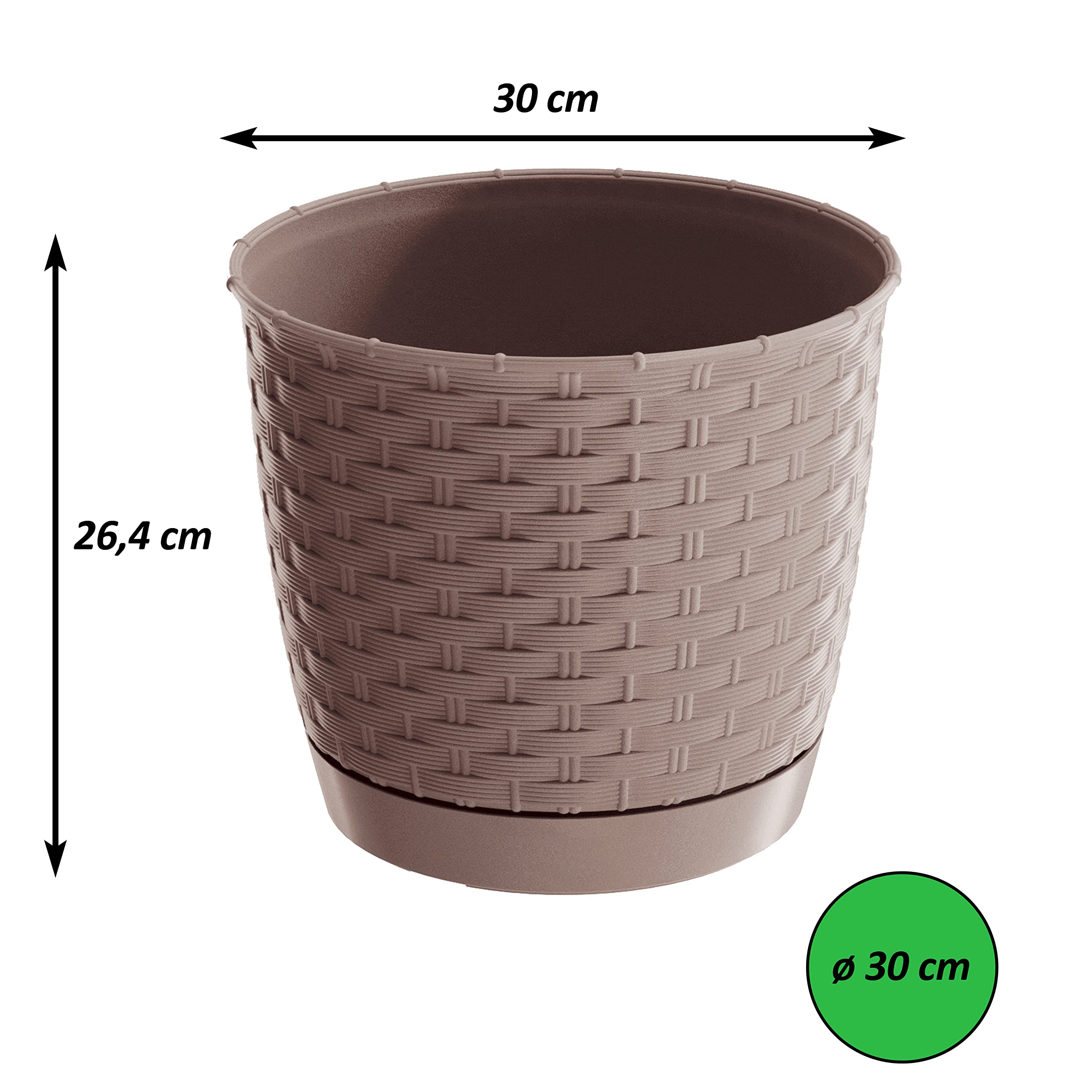 Tymar Blumentopf 2er Set Mit Untersetzer - Übertopf In Rattan-Optik Für Innen & Außen