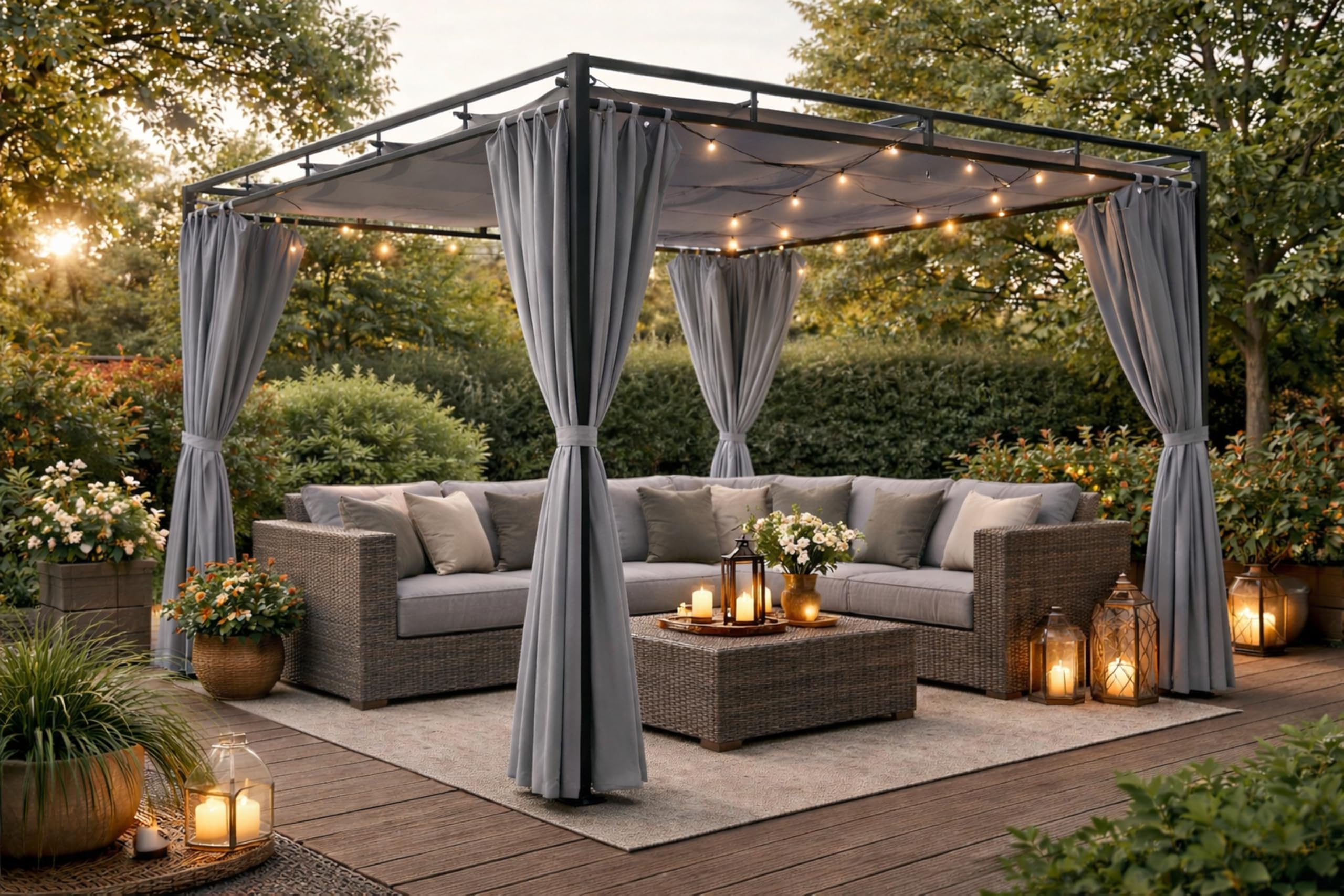 QUICK STAR Toit de Rechange pour pavillon Gris 3 x 3 m