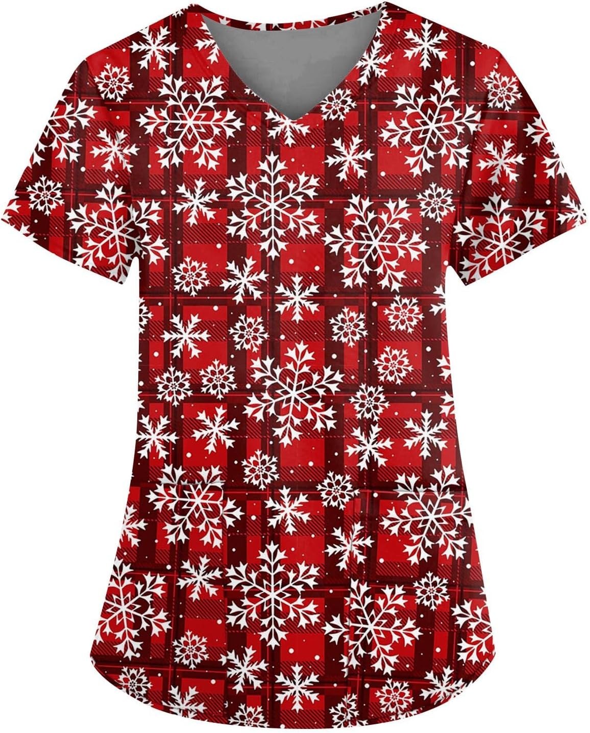 Christmas Scrubs Tops for Women artoon Comfy Stretch Soft Coveralls Santa Graphic Scrubs Tops for Women with Pockets