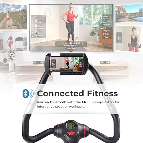 Miniatura 4 de Sunny Health & Fitness Paso a paso de potencia premium 2 en 1 con bandas de resistencia, cardio de bajo impacto, ahorro de espacio, altura ajustable