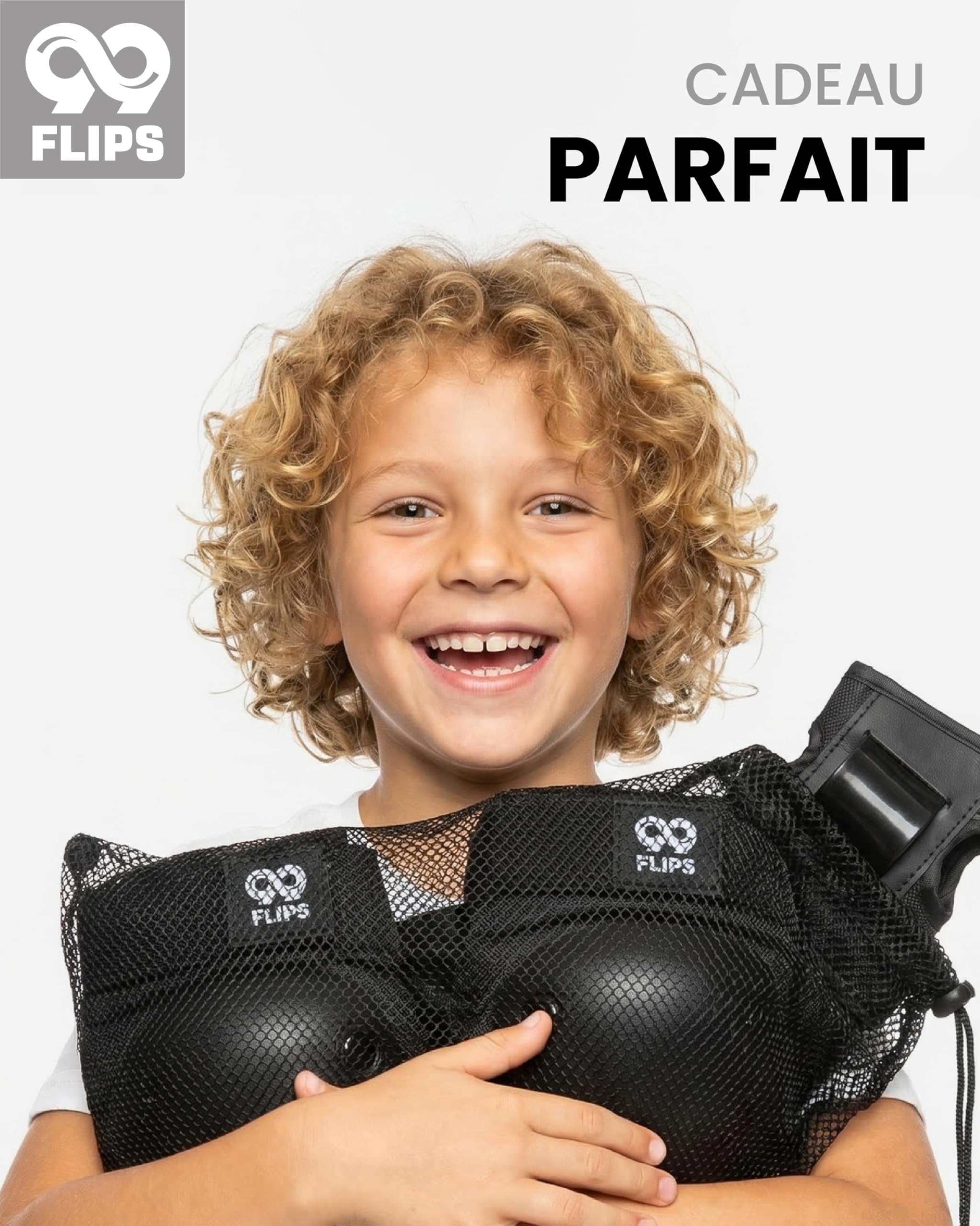99FLIPS Protection Skateboard Enfant - Protection Velo Enfant 3 Ans - Protege Genoux Skateboard, Skate et Freestyle BMX - Slide - Taille SM Noir