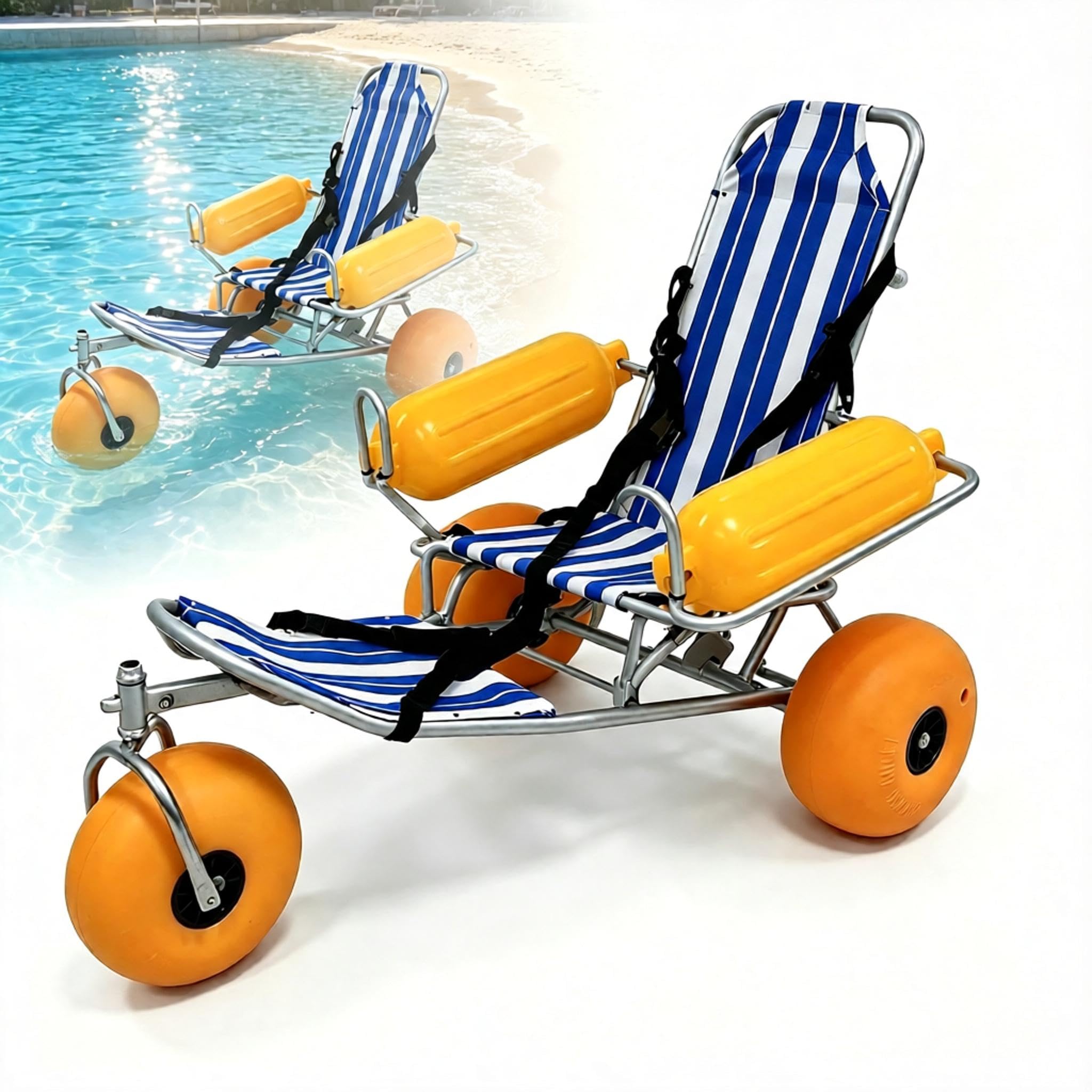 Pływający Wózek Inwalidzki Do Basenu Plażowego, Składany Wózek Inwalidzki, Pływające Wózki Inwalidzkie Do Wody W Każdym Terenie, Udźwig 300 Funtów, Chodziki Plażowe Zapewniające Dostęp Do Wody,