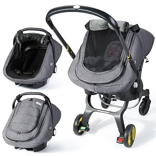 Miniatura 8 de IvyWind Funda de asiento de automóvil de invierno para bebé, funda universal para asiento de automóvil para bebés con ventana de malla transpirable,