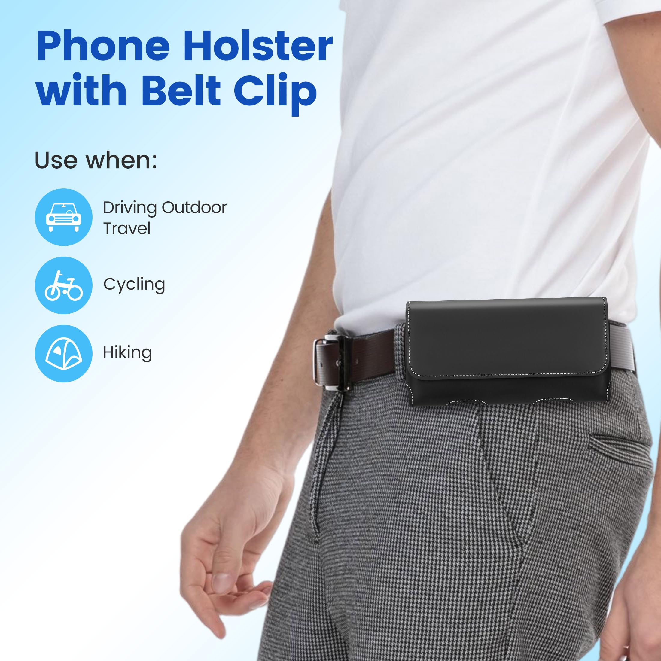 Gcepls Handy Gürteltasche Horizontal Echtleder mit Metallclip – Gürtel Holster für Herren – passend für iPhone 17 Pro Max, 17 Air,16 Pro Max, 15 Pro Max, 14 Pro Max, Samsung S25+/S24+/S23+ (Größe L)