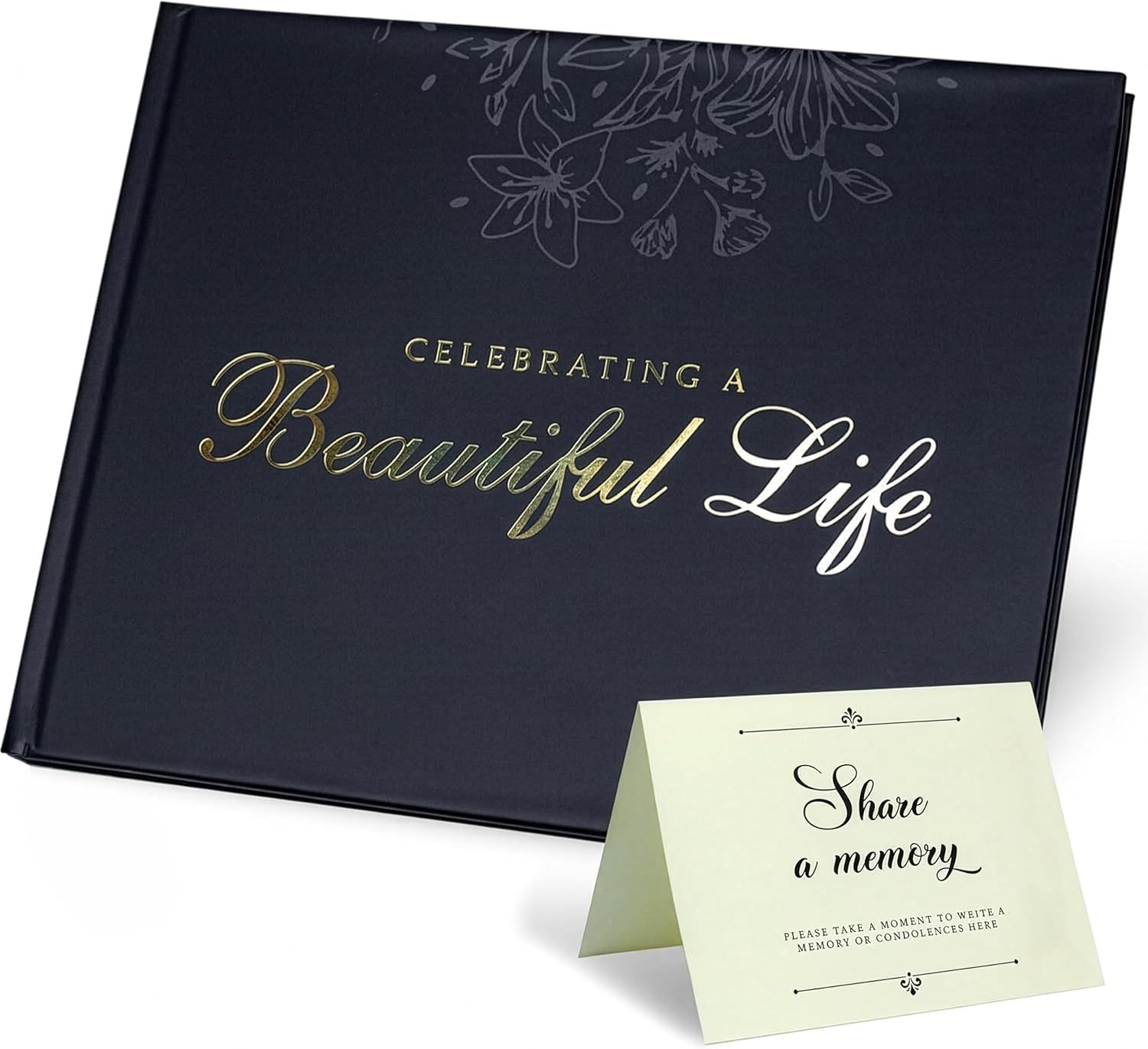 Funeral Guest Book – Black Version – 9x7 in, 100 Thick Pages