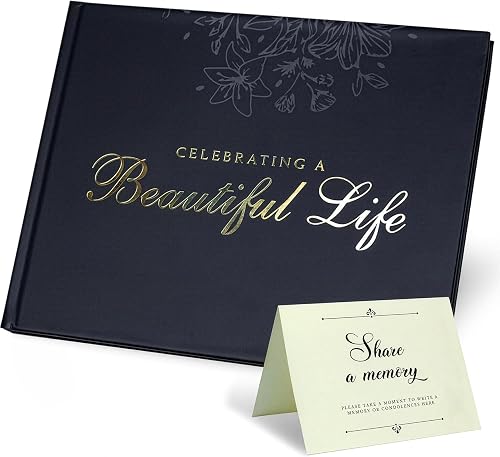 Celebration of Life Guest Book – Funeral Guest Book for Memorial Service | in Loving Memory Sign in Registry | Timeless Hardcover for Condolences and Reception