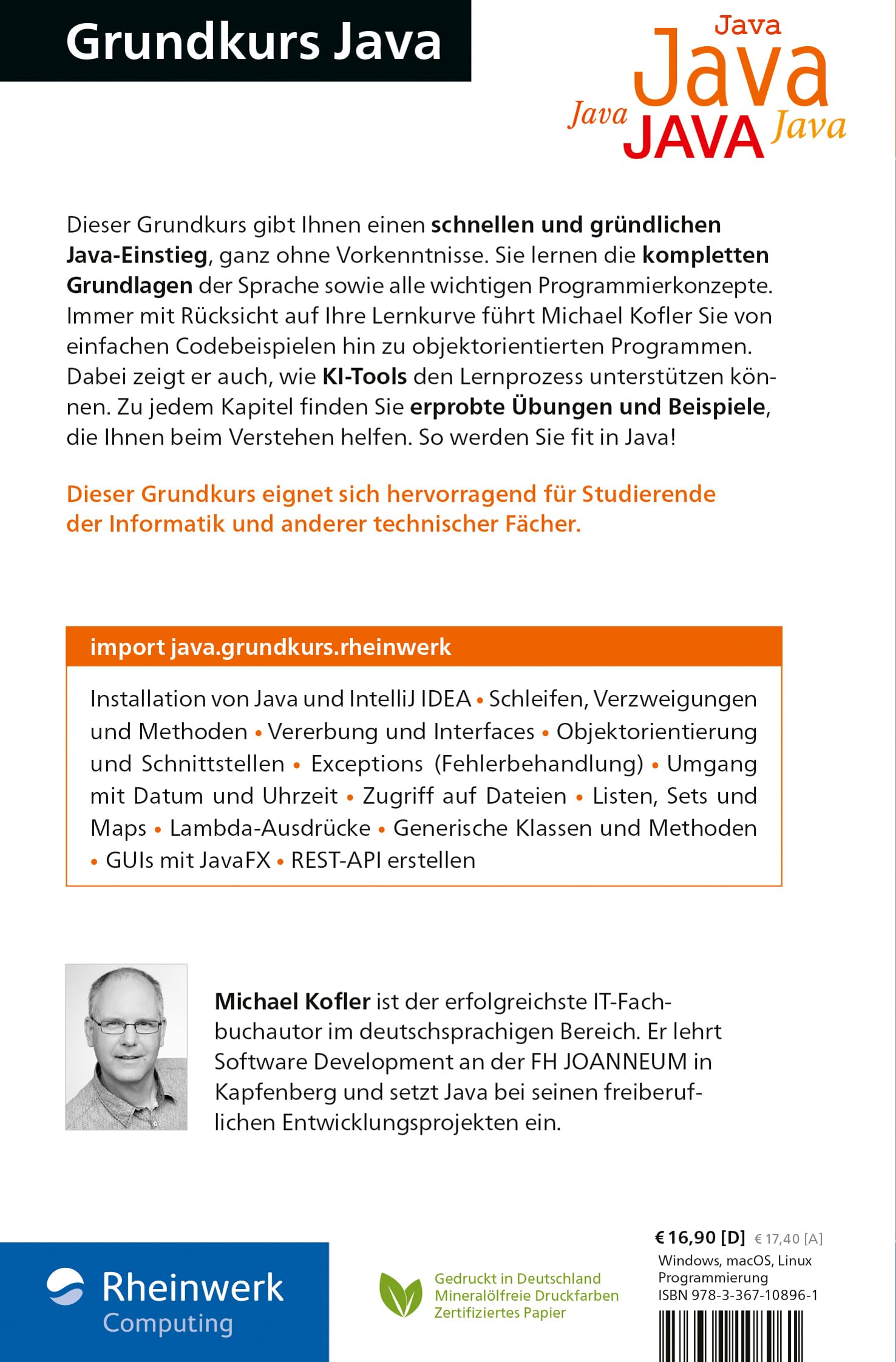 Java: Der Grundkurs im Taschenbuchformat. Mit Aufgaben und Lösungen. Aktuell zu Java 25 LTS