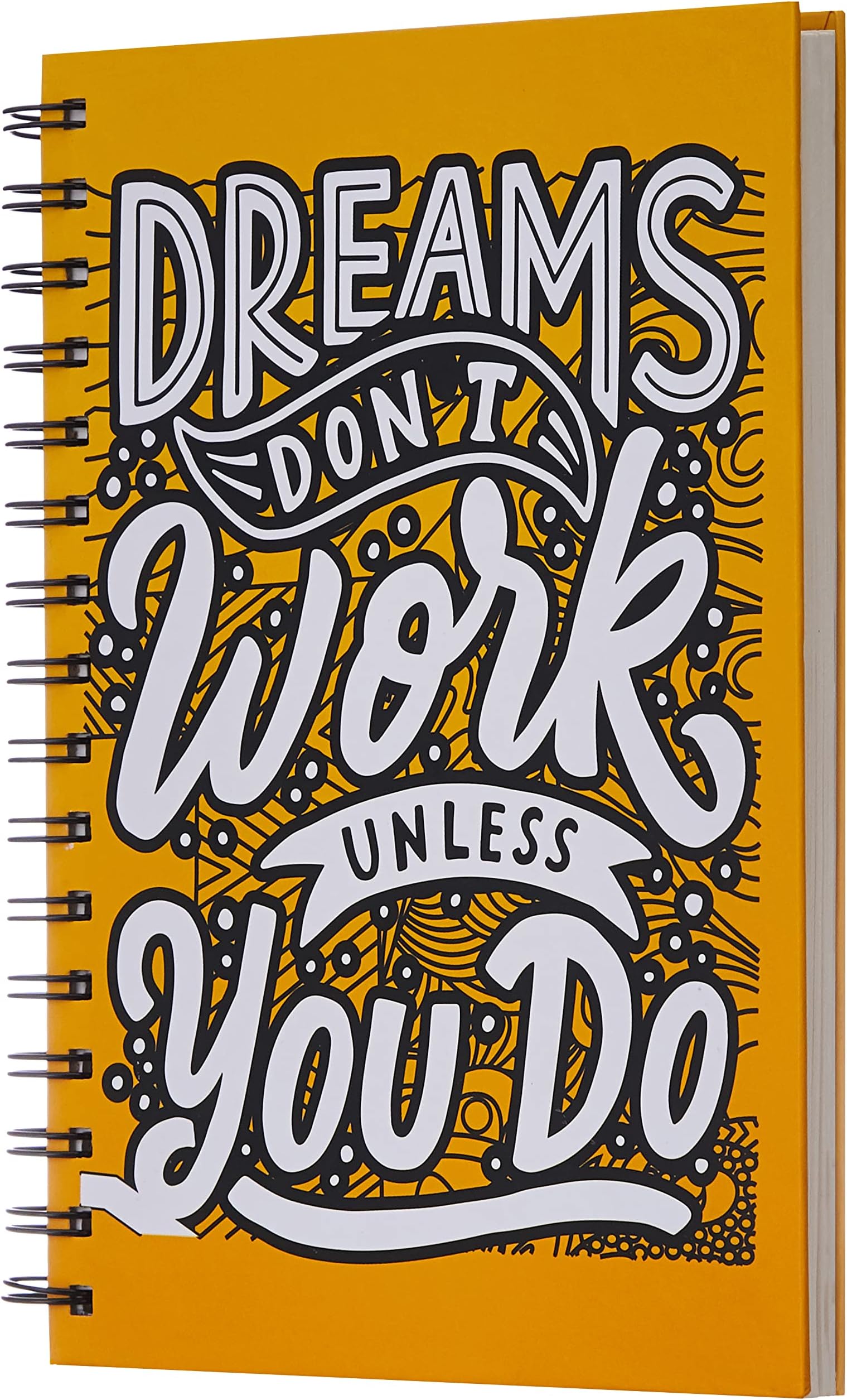 Amazon Brand - Solimo Daily Planner and Organizer, To Do List, Undated Hard Bound Planner, Laminated Covers, 150 Pages (Dreams Work, Yellow)