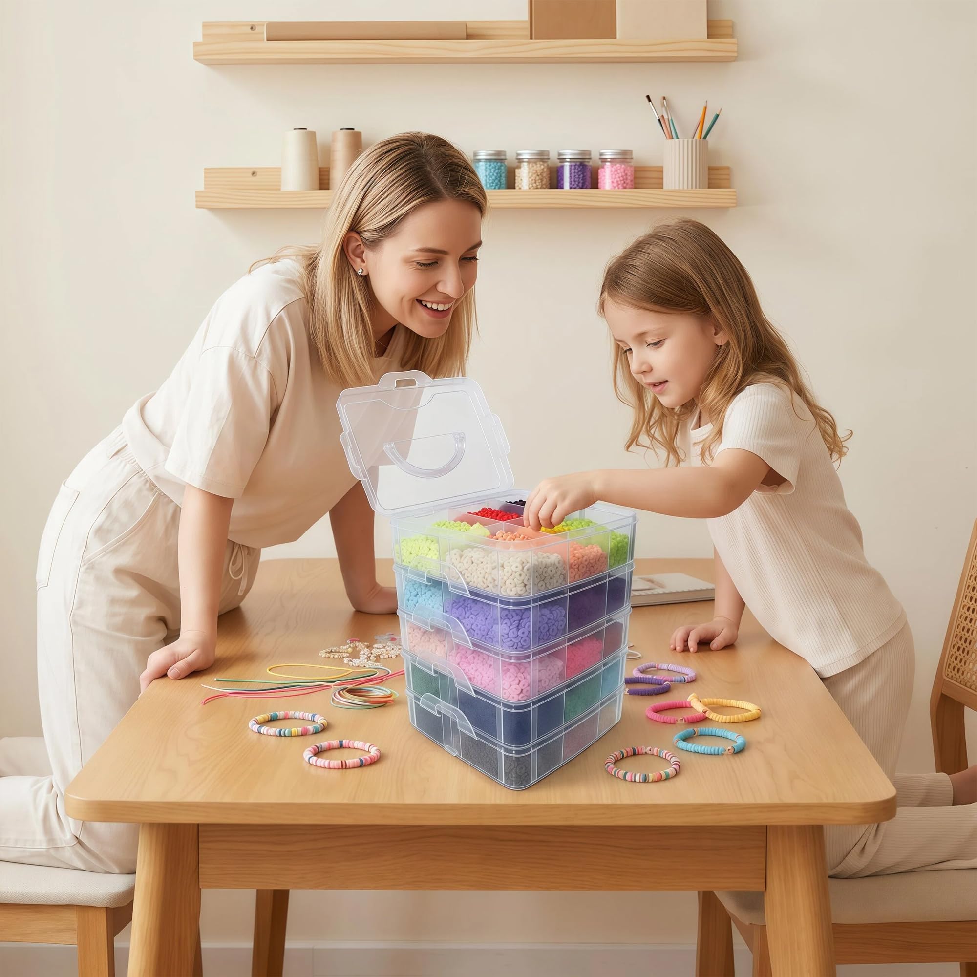 YMSDZHL Juego de 45000 pulseras de cuentas de arcilla, 30 cuentas planas de colores para hacer joyas de amistad, cuentas Heishi de polímero con abalorios, regalos para adolescentes y niñas