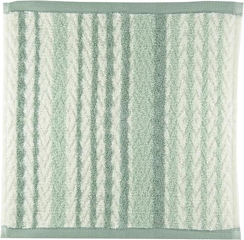 Miniatura 4 de Juego de toallas de baño de tres piezas jacquard verde y blanco a rayas