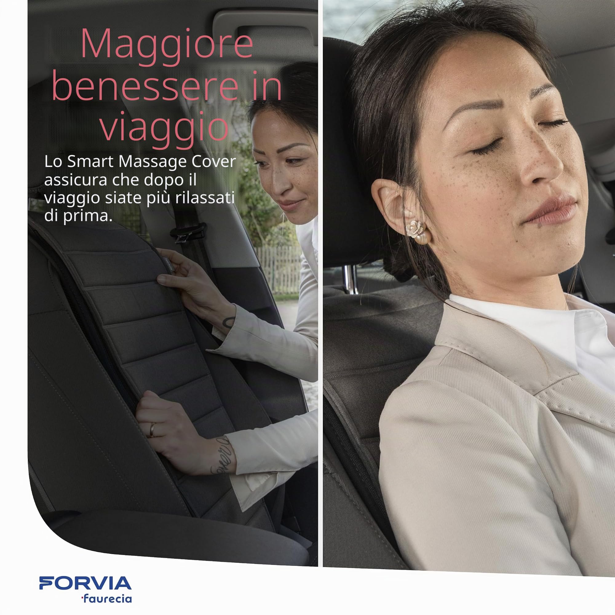 Faurecia Smart Massage Cover, coprisedile Auto massaggiante con Controllo App Intelligente e Batteria Ricaricabile Integrata, coprisedile massaggiante