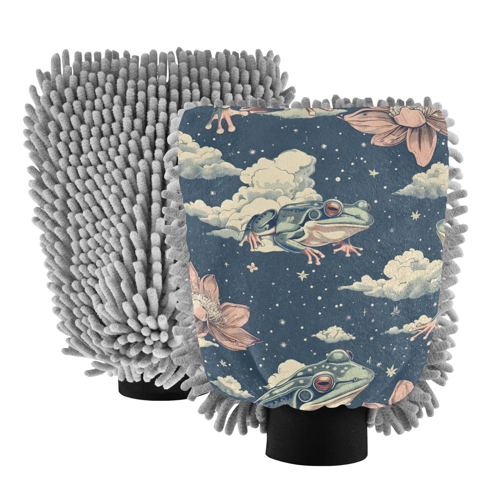 IOACIY Absorbent Microfiber Car Wash Drying Mitts, 2 Pack, Scratch-Free & Lint-Free, Rich Foam, Highly Absorbent, Double Sided, Wash Mitt Perfect for Car Washing, M, Frog (6)