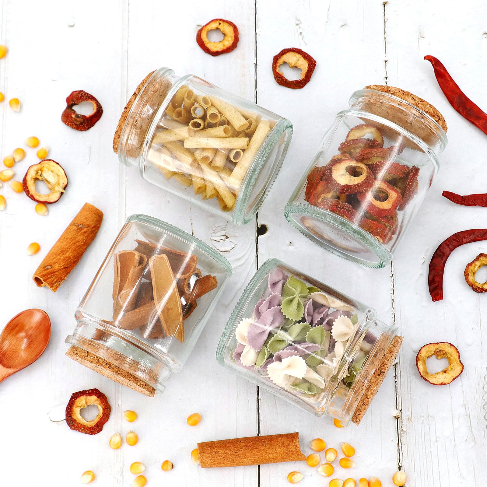 Acetiti 6 Pack 7 oz Glass Jars with Cork Stopper Lids - Image 4