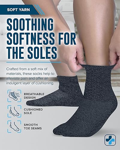 Miniatura 8 de Doctor's Select Calcetines diabéticos para hombre  4 pares de calcetines de tobillo diabéticos para hombres  Calcetines de neuropatía no vinculantes