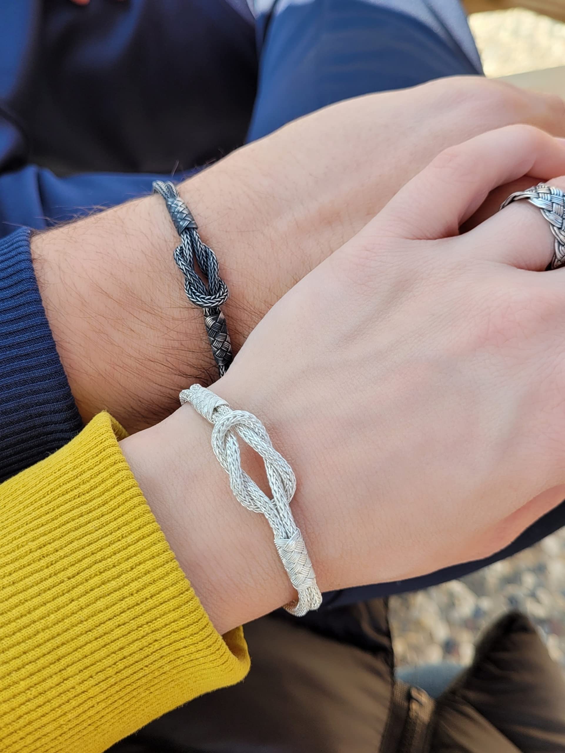 Pärchen Armbänder, Silber Passende Armbänder für Paare, Sterling Silber Armband, Sterling Silber Wikinger Armband,