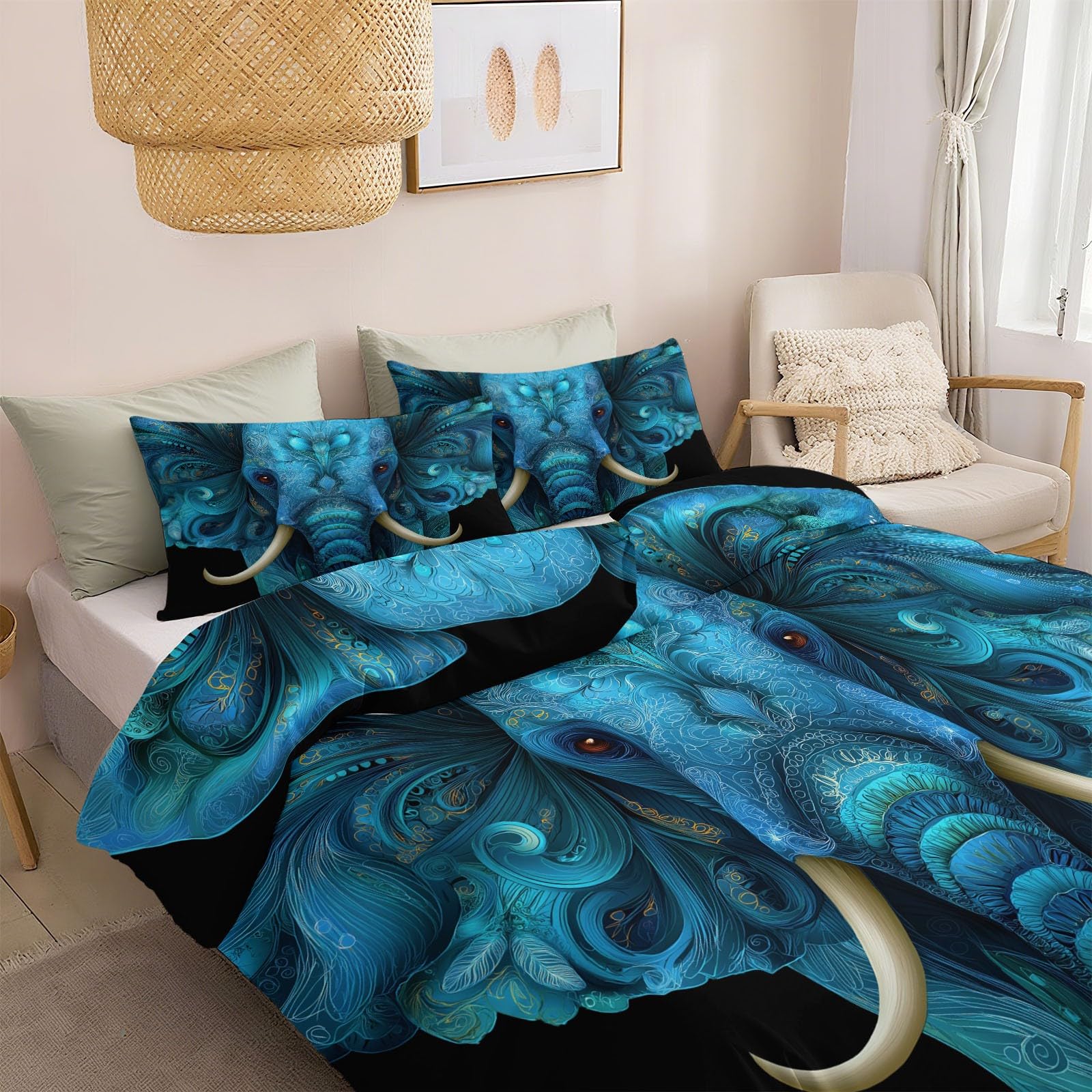 Genérico Dwustronna poszewka na kołdrę Ultra miękka, wygodna i oddychająca 3-częściowa poszewka na kołdrę, czarna poszwa na kołdrę 150 x 220 cm z 2 poszewkami na poduszki na zamek błyskawiczny retro