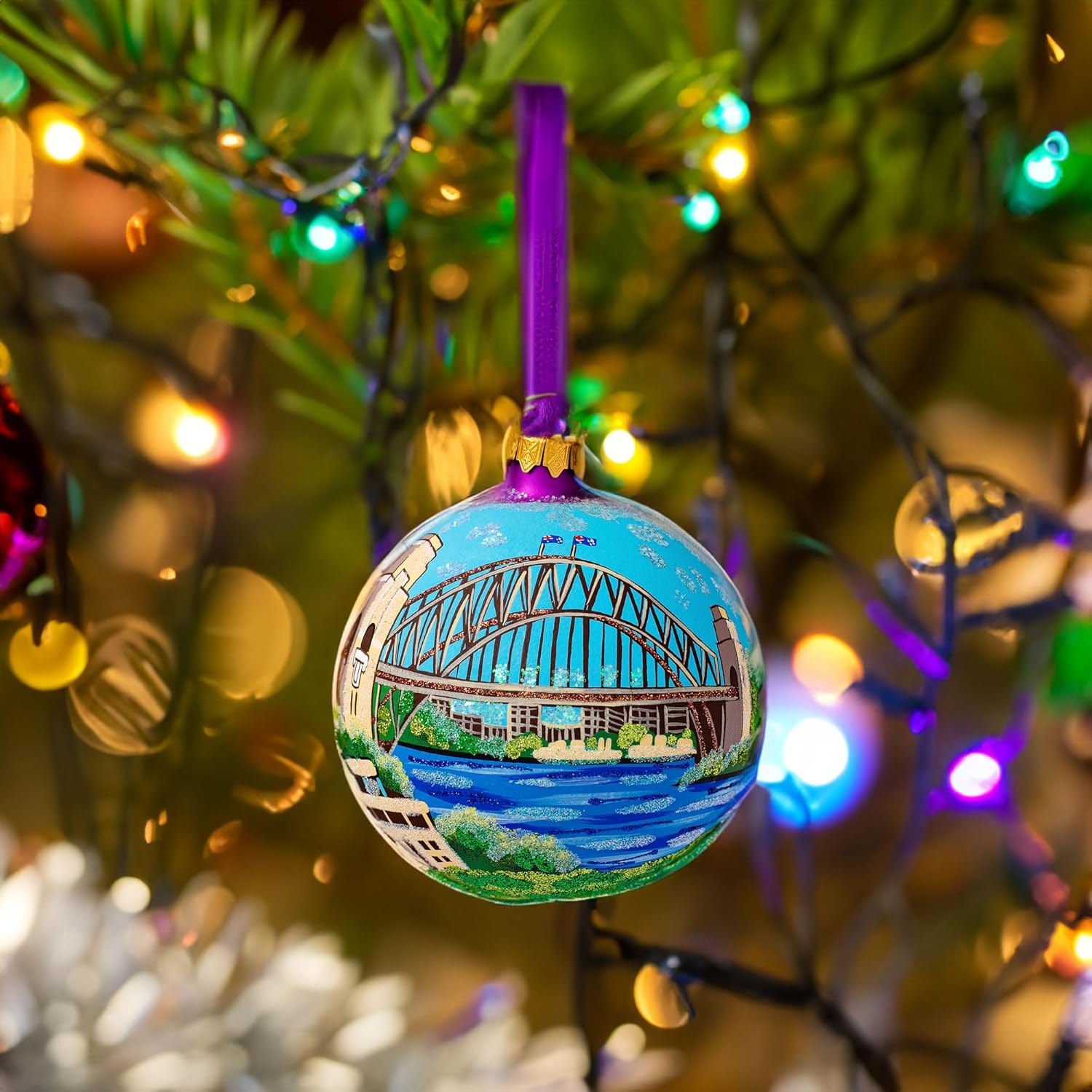 Harbor Bridge, Sydney, Australia Glass Ball Christmas Ornament 4 Inches - Image 9