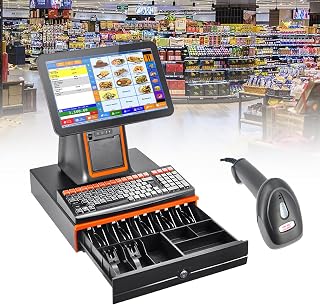 Retail and Restaurant POS Terminal Machine, Point of Sale Cash Register, 15.6" Touch Screen, Dual-core I5 CPU, 128GB SSD, 8GB Memory, Point of Sale System for Small Business, Restaurant