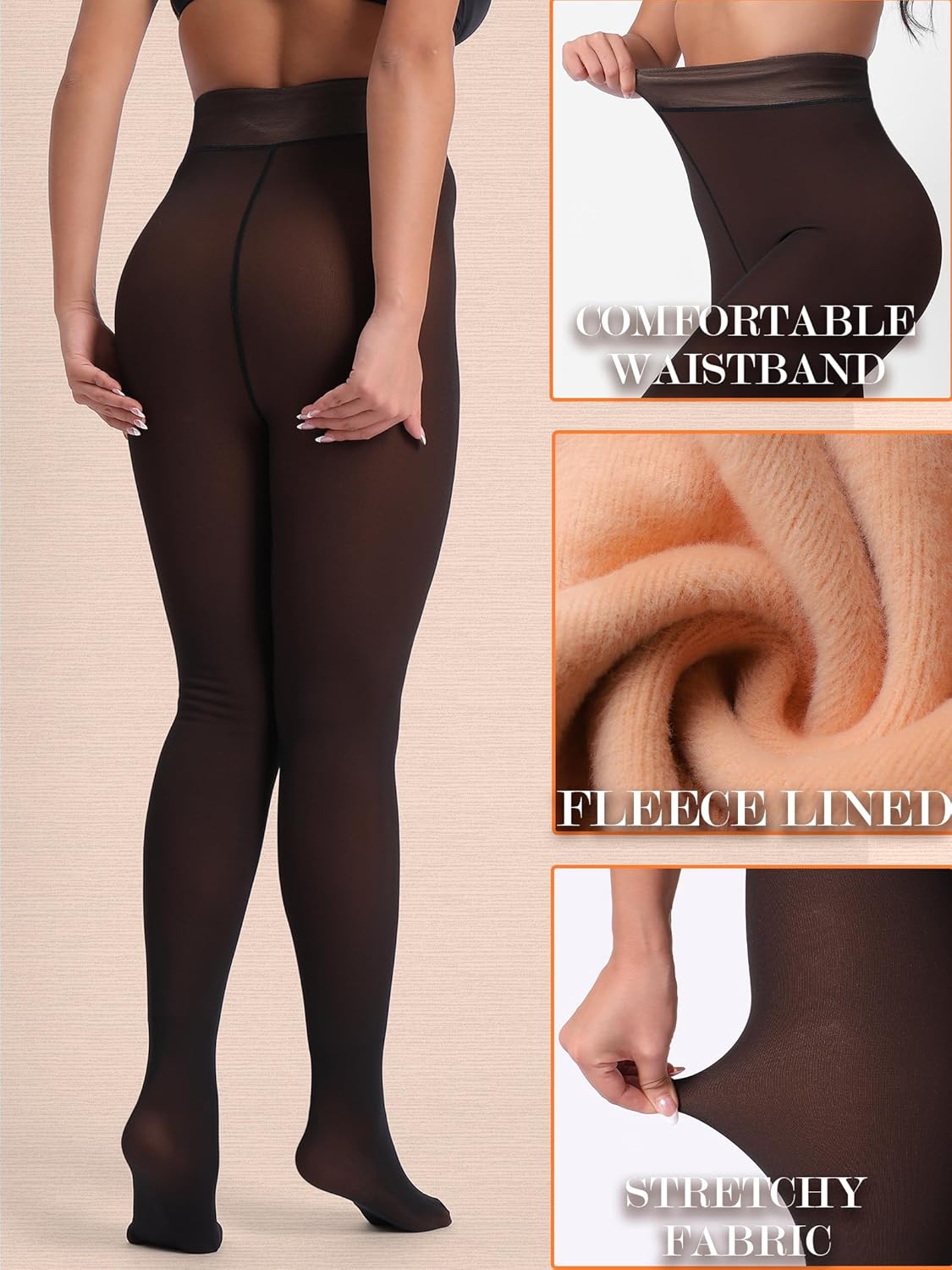 HONENNA 5 Skin Colors Fake Translucent Fleece Lined Tights, Winter Thermal Pantyhose for Women under Dress, medias térmicas - Image 6