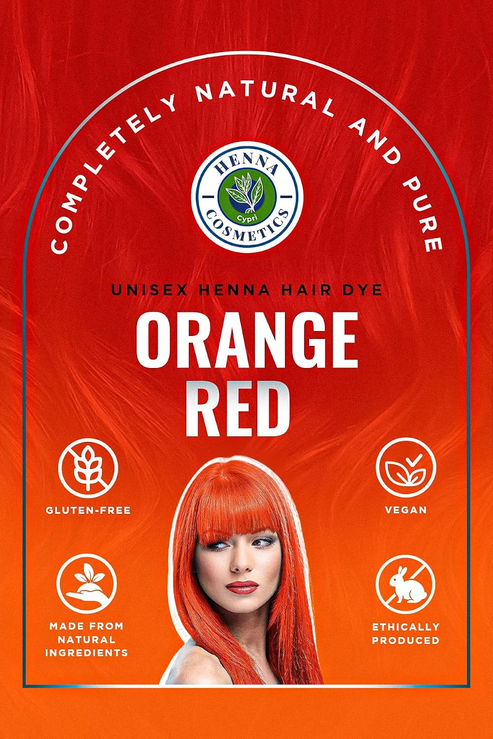 Henna Cosmetics Natural Henna Hair Dye, Orange Red, 100g + Free 50g Henna