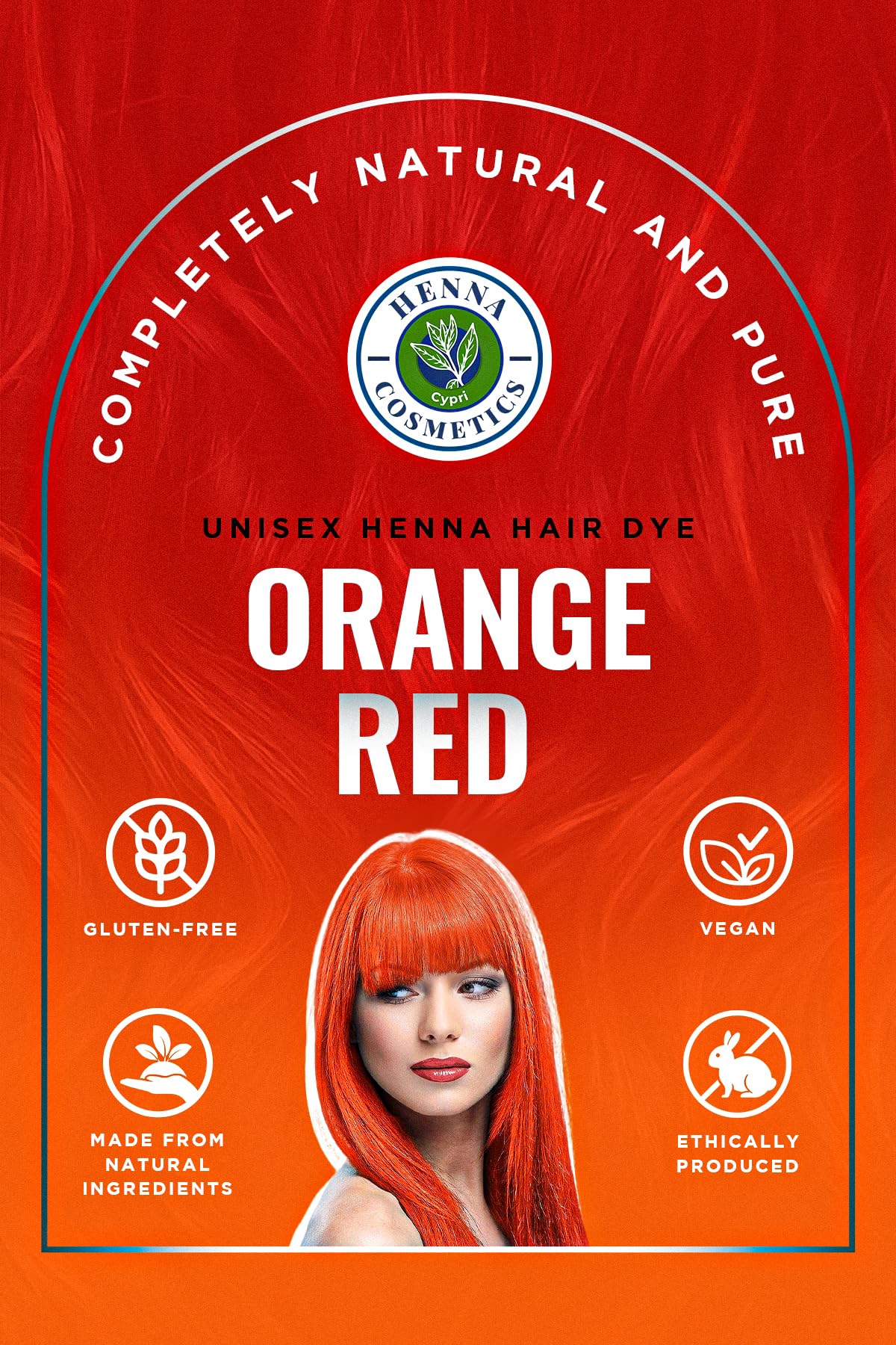 Henna Cosmetics Henna Hair Color & Beard Dye for Men | Orange Red Henna Powder for Hair | Organic Hair Dye without Chemicals 100 Grams+50 Grams Bonus Hair Dyes.