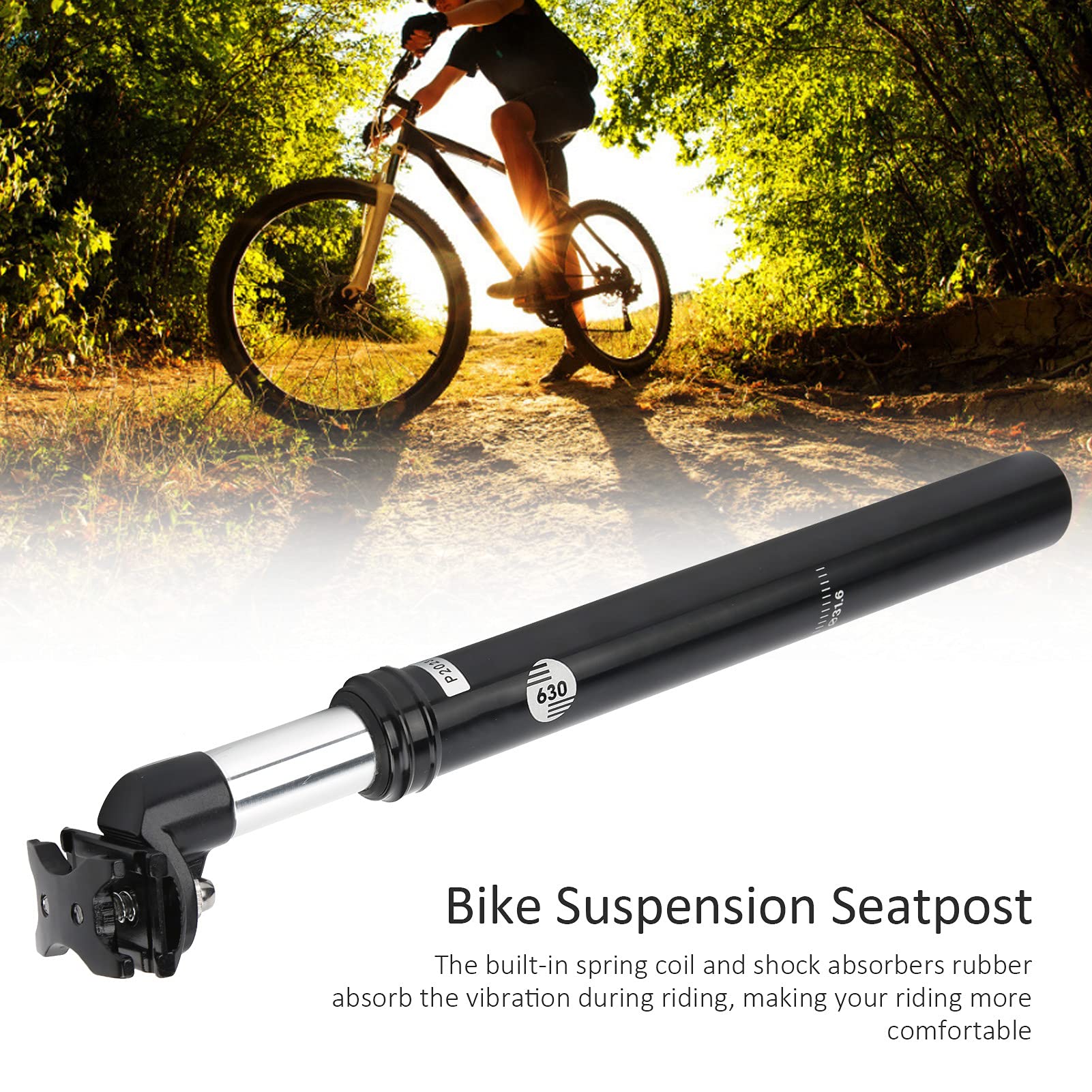 Tige de selle suspendue pour VTT 31,6 mm, en alliage d'aluminium avec amortisseurs.