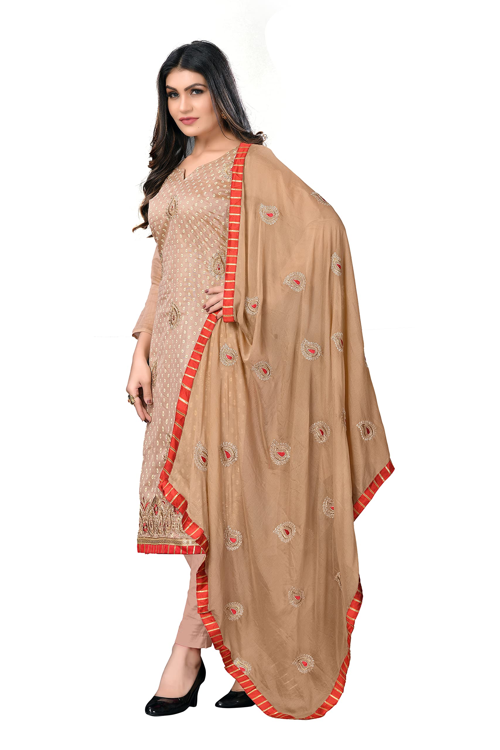 GJ Fashion Panjabi Style Embroidered Regular Wear Churidar Salwar Suit for Women & Girls