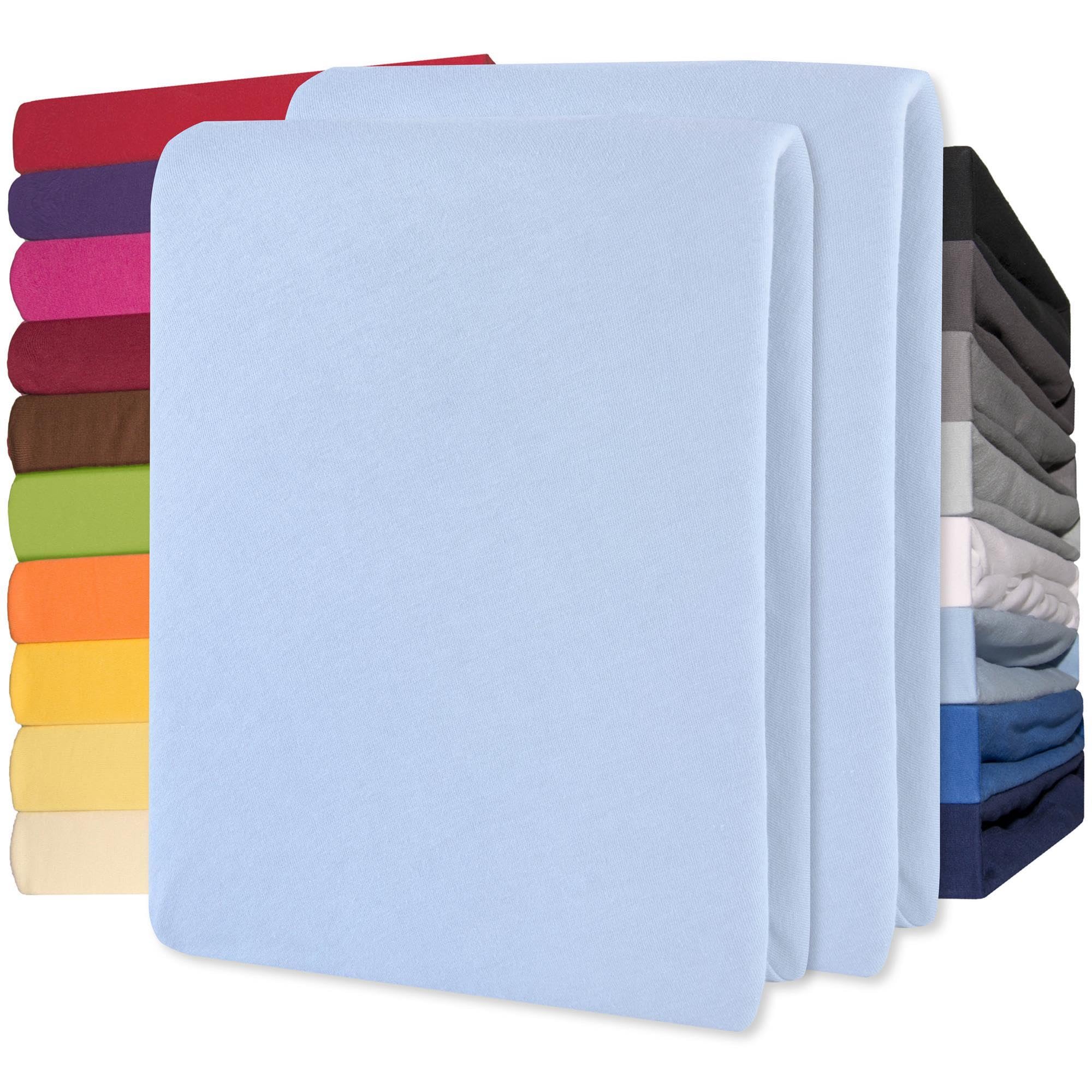 CelinaTex Jersey Spannbettlaken Lucina Doppelpack 140x200-160x200cm Aqua blau 100% Baumwolle gekämmt bis 26cm Matratzenhöhe Spannbettbezug, Leintuch, Bettlaken, elastisch, Strech, Oeko-Tex
