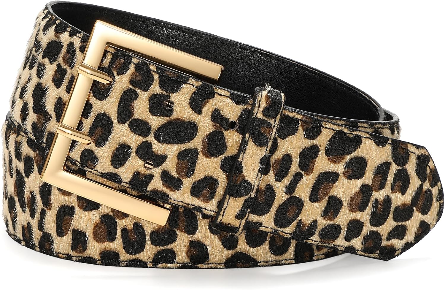 SANSTHS Women Wide Leather Belt for Dresses Jeans Fashion Gold Buckle Ladies Waist Thick Belt - Image 6