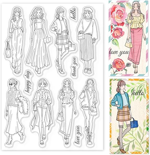 GLOBLELAND Sellos transparentes de moda para mujer, para hacer tarjetas, sellos de silicona transparentes para hacer tarjetas, álbumes de recortes,