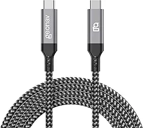 Geonav Cabo USB-C 3.2 Gen 2x2, Transferência Rapida de Dados 20Gb/s e Carregamento Rápido até 100W, Nylon Trançado de 1,5m, UCC07,Preto e Cinza