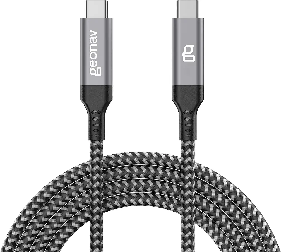Geonav Cabo USB-C 3.2 Gen 2x2, Transferência Rapida de Dados 20Gb/s e Carregamento Rápido até 100W, Nylon Trançado de 1,5m, UCC07,Preto e Cinza