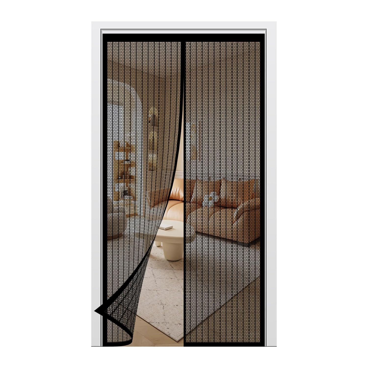 Moustiquaire porte fenetre magnetique 85x220cm rideau noir