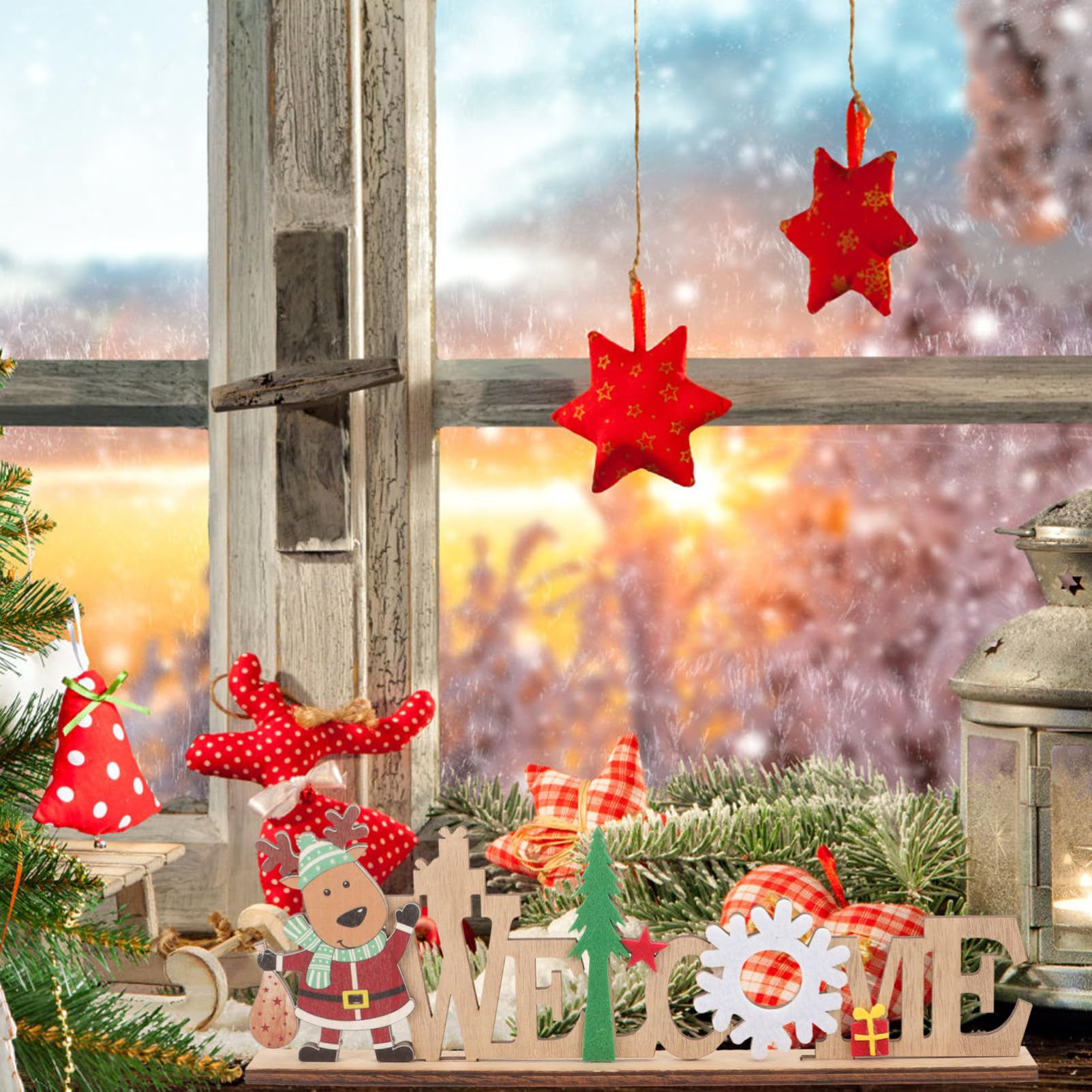 Gatuida 5piezas Decoración Navideña De Madera Para Mesa Letrero De Para y Adornos De Navidad Para