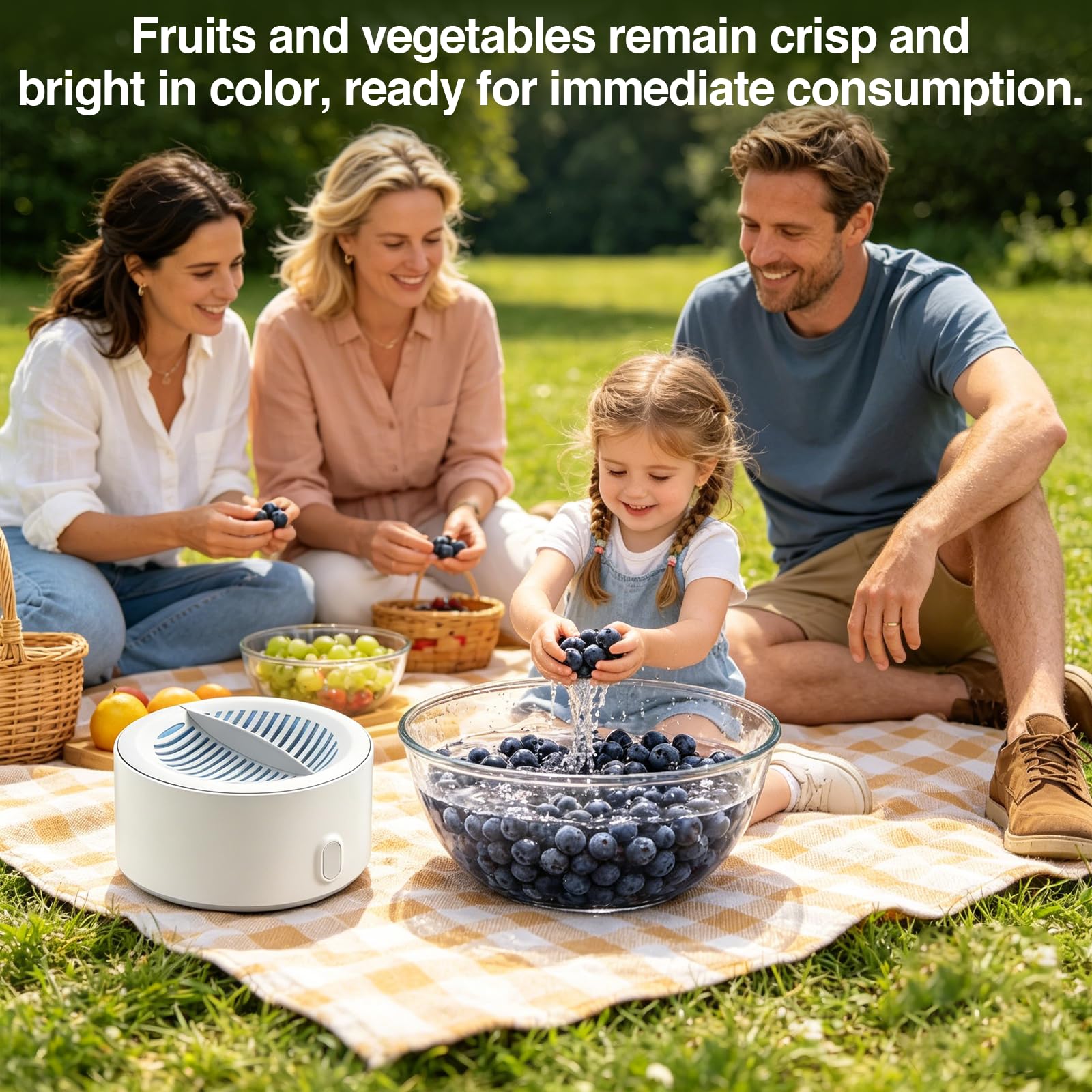 Puribreeze Obst und Gemüsereiniger, kabelloser tragbarer Elektroreiniger für Früchte, Gemüse, Reis und Fleisch effektive Lebensmittelreinigung (A)