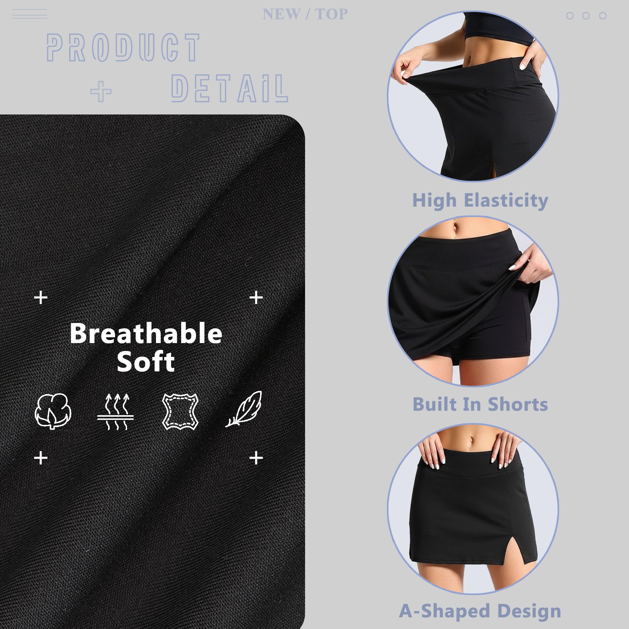 Falda Pantalón Deportiva Mujer Cintura Alta Faldas Tenis Bolsillos Corta Verano Golf Correr