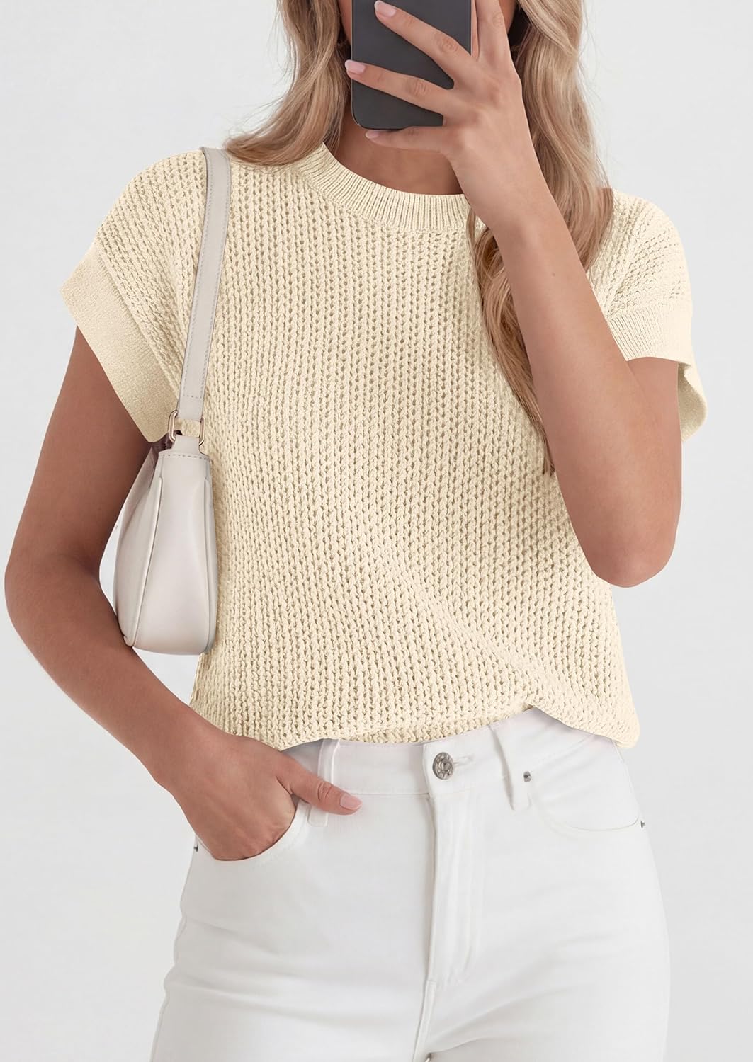 PRETTYGARDEN Women's 2026 Spring Fashion Sweater Vest Business Casual Crochet Tops Cap Sleeve Knit Shirt Beach Summer Outfits - Image 3