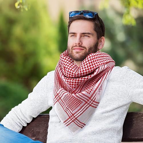 Miniatura 7 de Bufanda árabe Shemagh musulmana Keffiyeh para la cabeza, pañuelo árabe táctico del desierto con cuerda de Aqel, accesorios de disfraz de Halloween