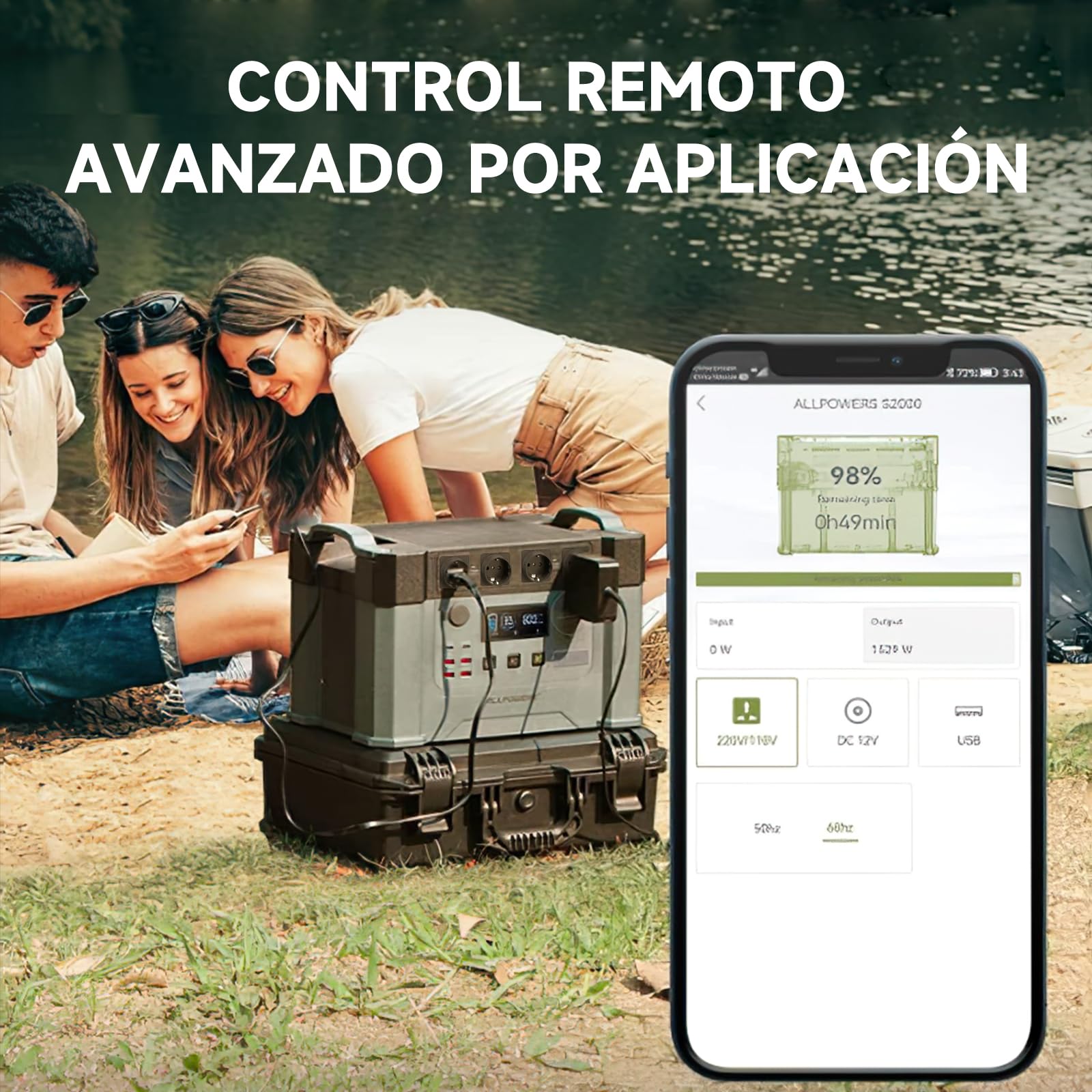 ALLPOWERS 2400W Estación de energía portátil S2000 Pro batería portátil LiFePo4 de 1451Wh generador solar de salida de CA 4x2400W con MPPT y SAI＜15ms