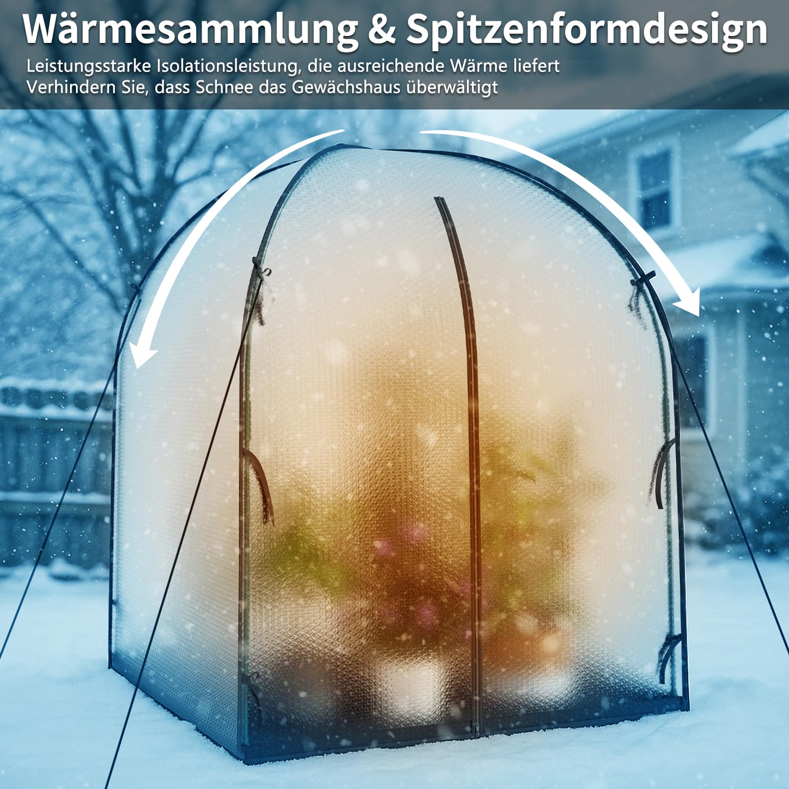 SUNYRISY Gewächshaus Tomatengewächshaus Foliengewächshaus für Balkon Outdoor, 3-lagige Blasenfilm Winterfest, UV-Beständig, mit Wasserdicht Bodenmatte, 150 x 150 x 190 cm