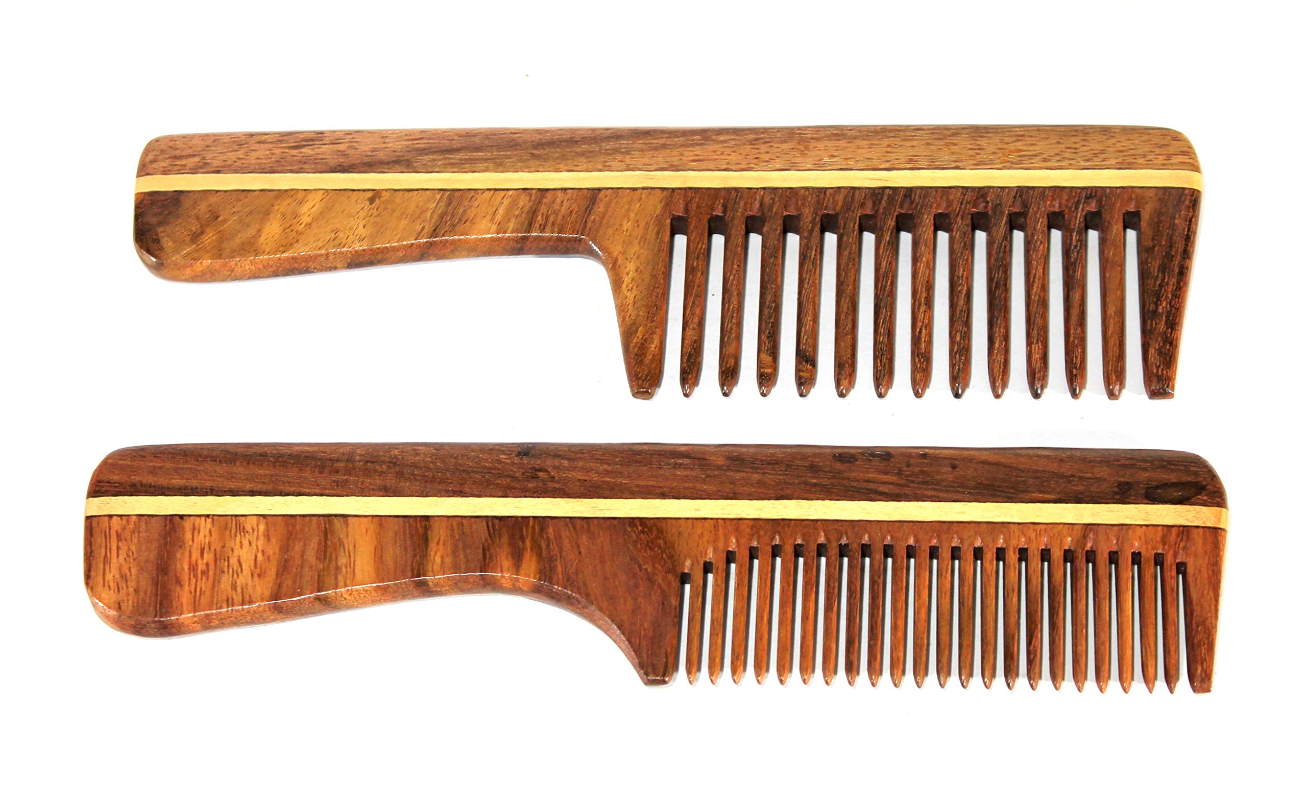 eSplanade Sheesham Rosewood Comb for Anti-Static Hair Beard Moustache (Set of 2) - Beauty Care Items For Men & Women - Brown (81A+73A)