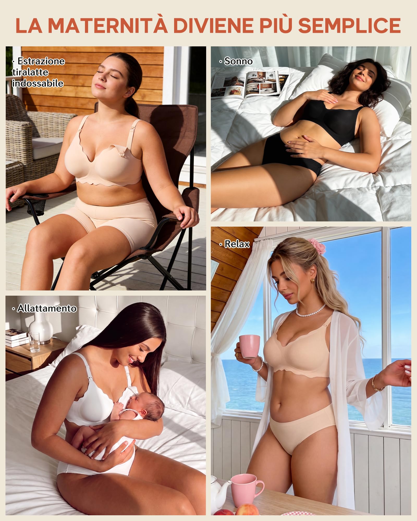Bresdk Reggiseno Allattamento 2 per Gravinza Senza Ferretto Senza Cuciture | Reggiseno senza ferretto e reggiseno comodo, bordo ondulato, coppe soffici per casa e tempo libero, push up