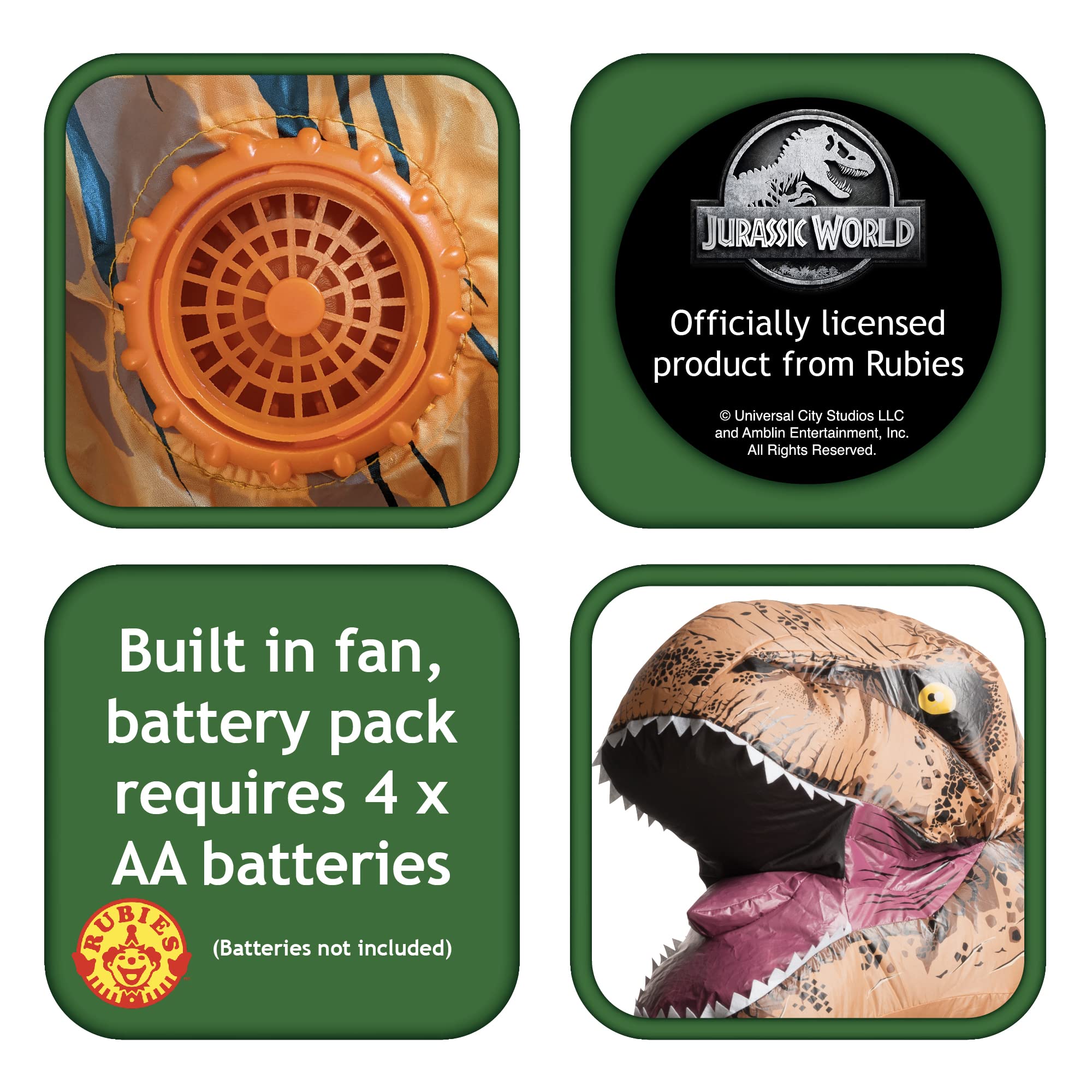 Rubie's offizielles Jurassic World T-Rex Dinosaurier aufblasbares Kostüm für Erwachsene (Einheitsgröße)
