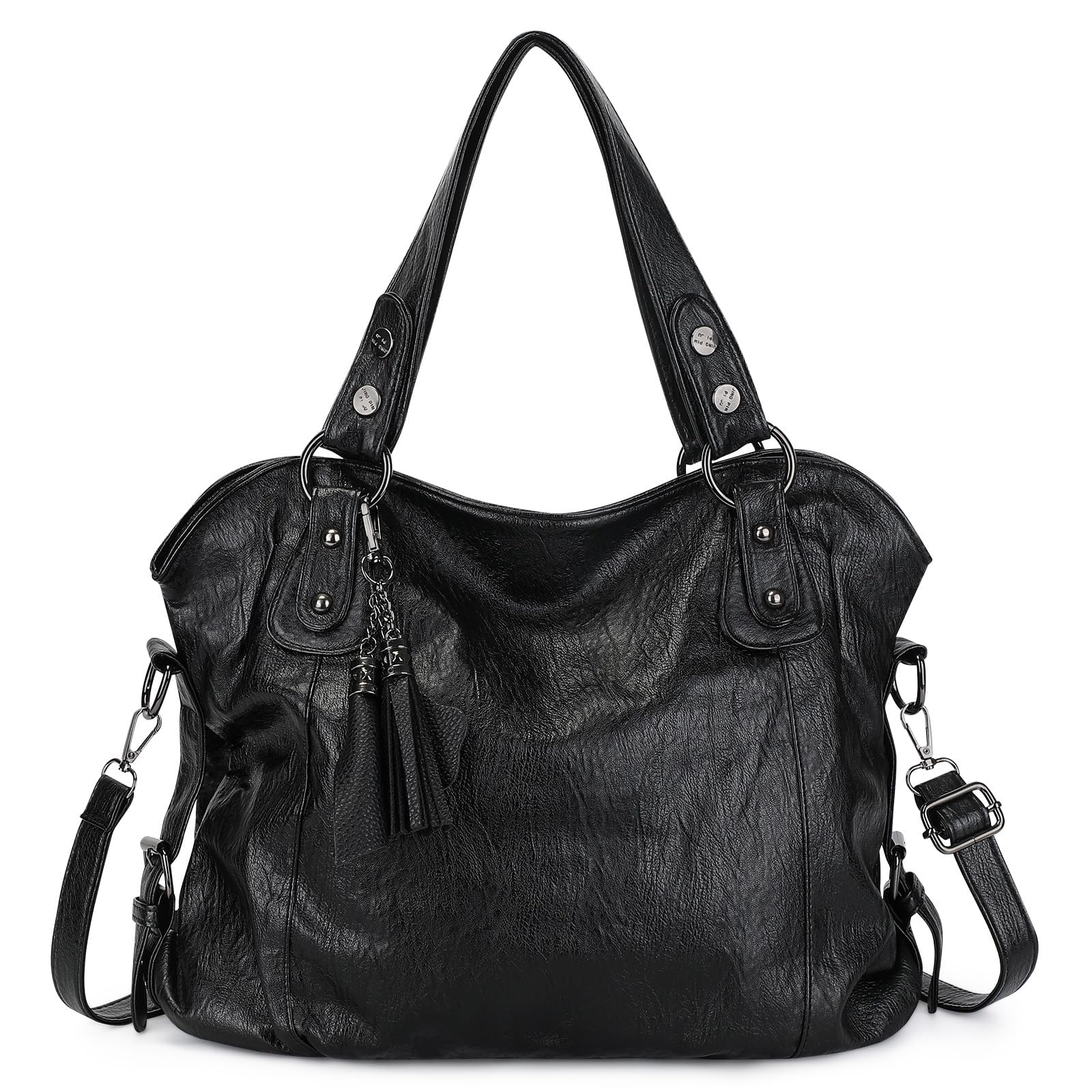 VINBAGGE Damen Handtasche PU Leder Henkeltasche Shopper Tasche Vintage Weiches Umhängetasche Schultertasche Frauen für Büro Täglich
