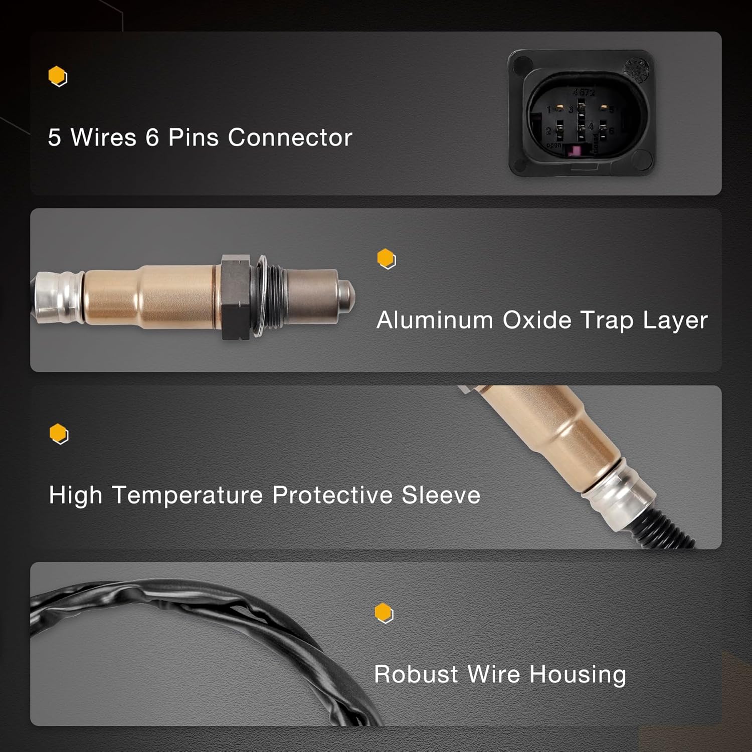 LSU 4.9 Lambda WideBand O2 Oxygen Sensor | for AEM 30-4110 30-0300 30-0310 - X Series AFR Inline Controller - UEGO A/F Ratio Wideband 02 Gauge | Replace# 17025, 0258017025