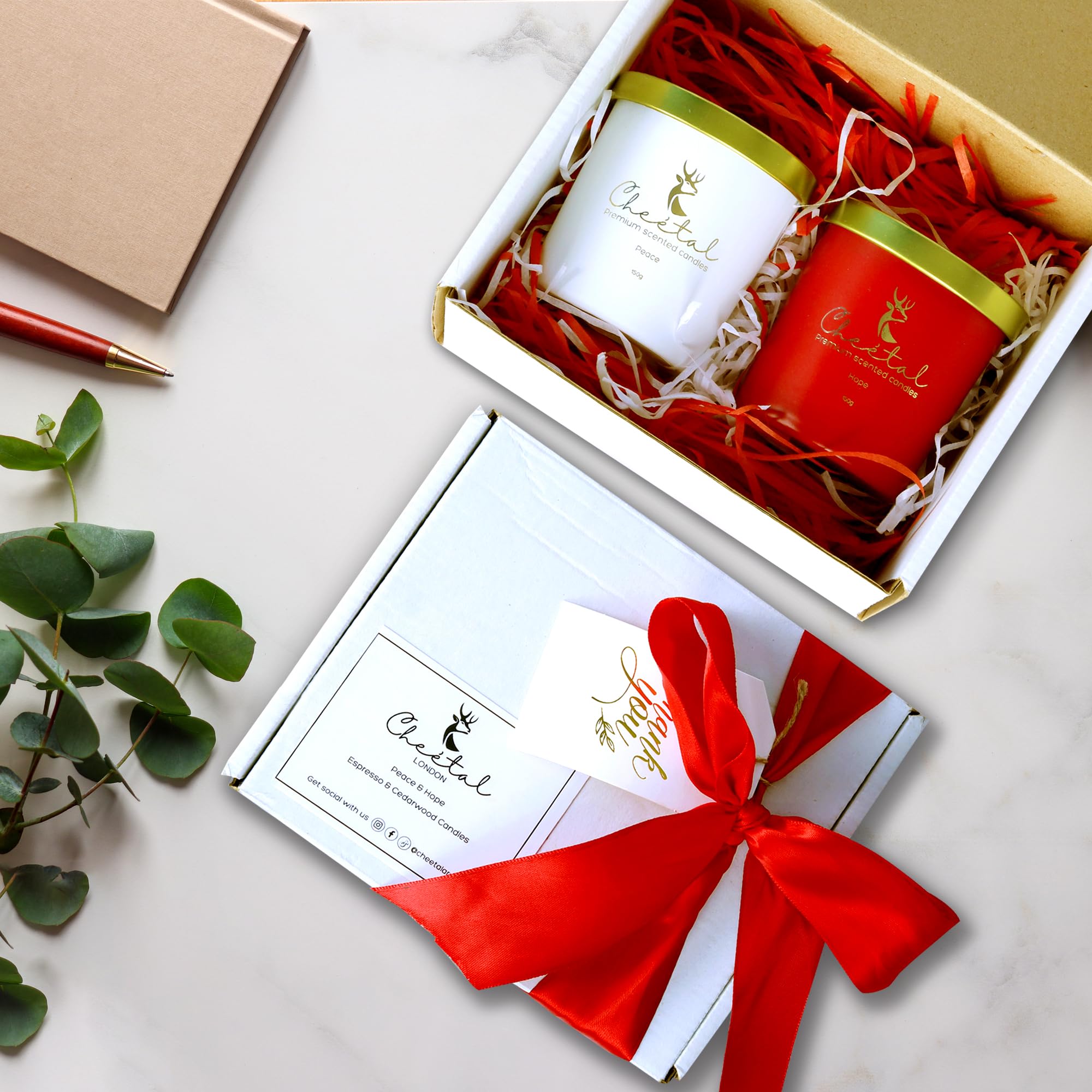 Cheetal Aromatherapy Scented Candles Gift Set Pack of 2 | Cedarwood & Espresso Candles | 5.29 Ounce | 100% Natural Soy Wax | Paraffin Free | Gift for Birthday, Wedding, Mother's Day, Anniversary