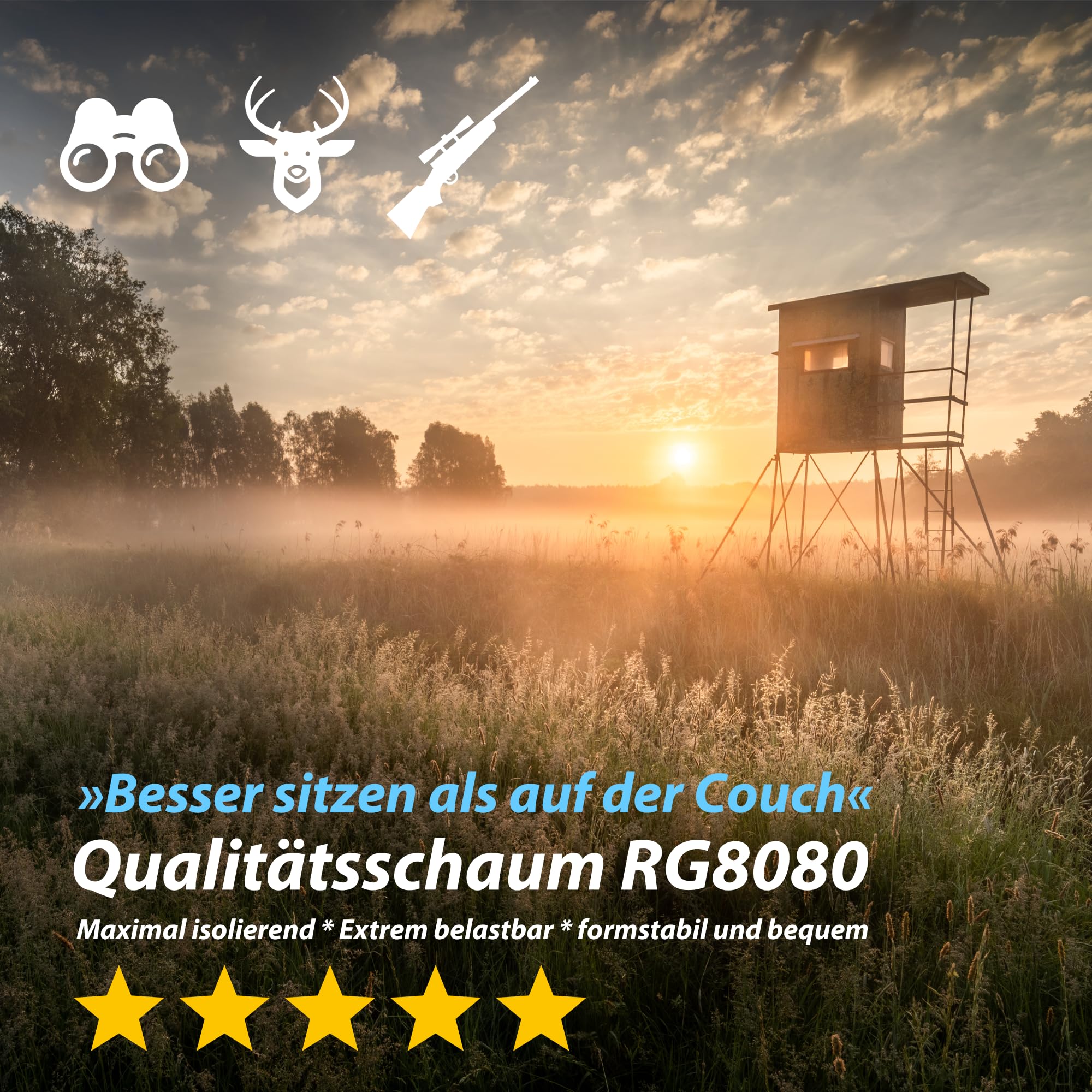 saarschaum • Ansitzkissen Jagd • bequemes & isolierendes Sitzpolster für den Hochsitz • Jagd zubehör • 100% Made in Germany (120x40x4cm | Large)…
