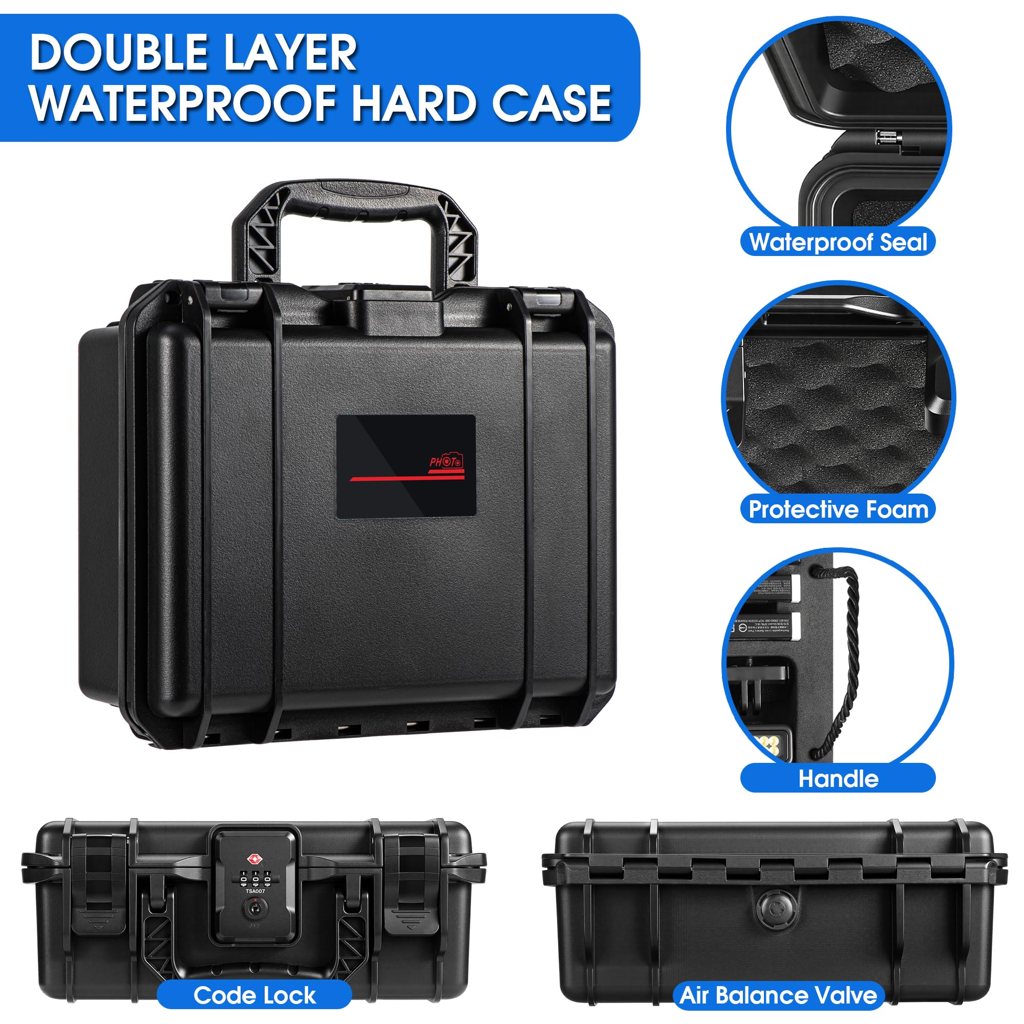Estuche organizador para Insta360 X5, funda rígida de viaje impermeable de doble capa con cerradura TSA, para accesorios Insta 360 X5 X4, para palo selfie plegable, centro de carga, marco de utilidad