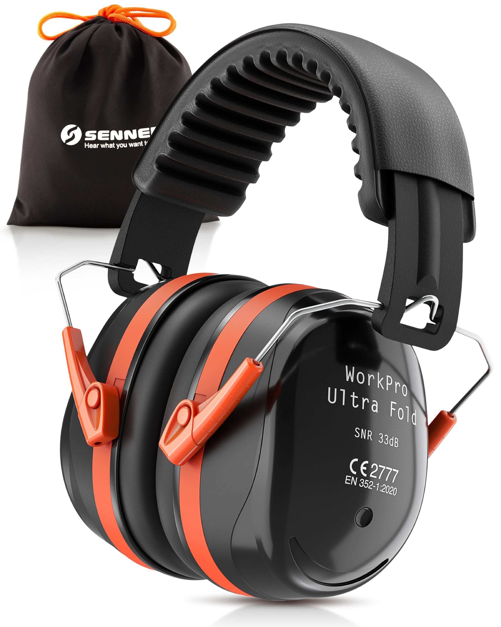 Senner ® WorkPro Ultra | Cuffie Antirumore per Lavoro e Tempo Libero – Paraorecchie di Sicurezza Regolabili, Cancellazione del Rumore, SNR 33-34 dB, Protettori Auricolari CE, Unisex